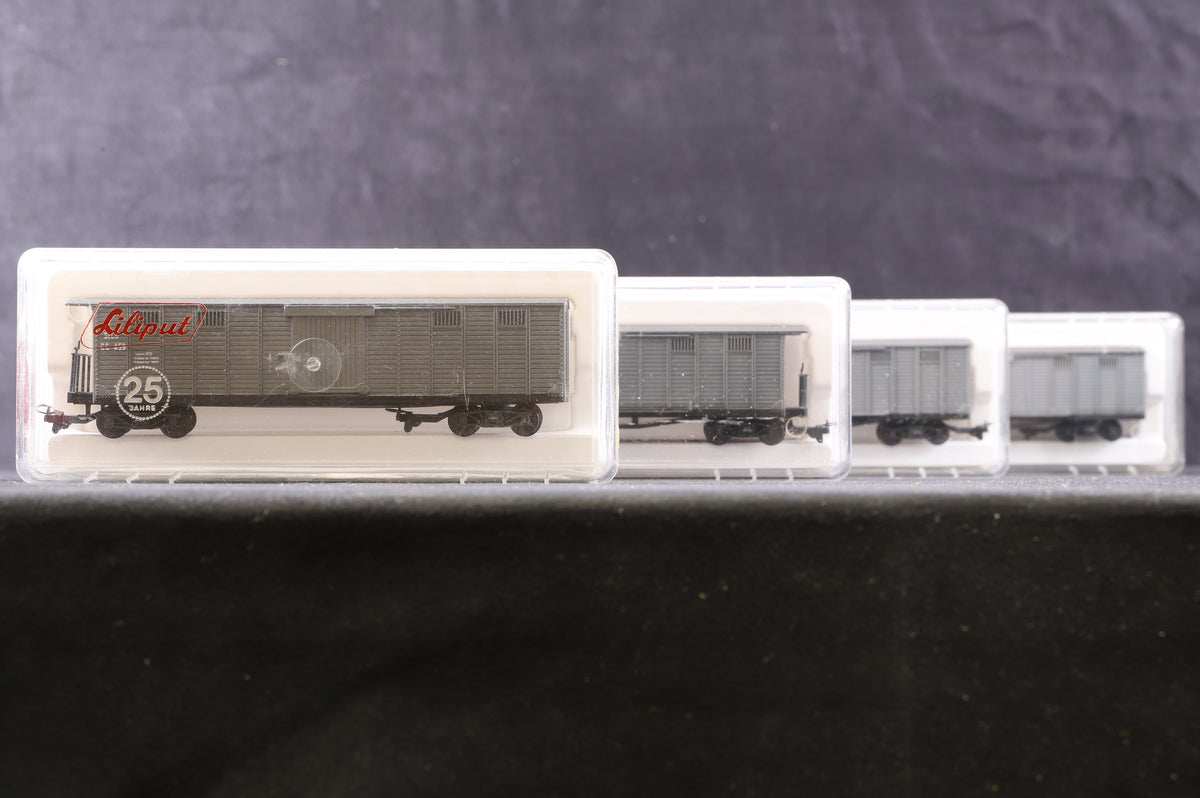 Lilliput HOe Rake Of 4 StLB Grey Wagons