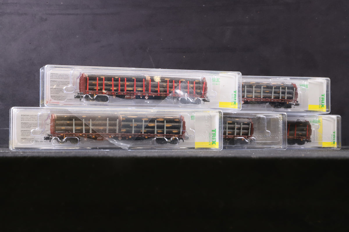 Trix Minitrix N 15278 Pack Of 5 Lumber Wagons