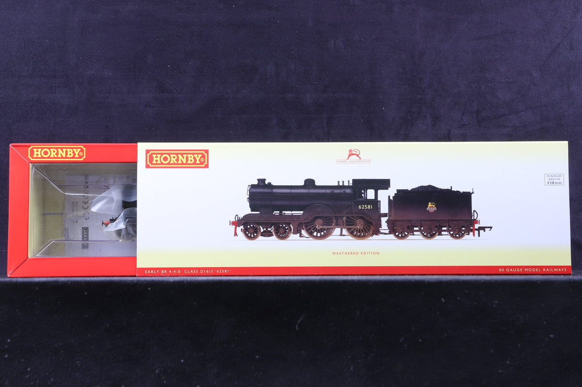 Hornby OO R3303 D16/3 62581 in BR Black w/ Early Crests - Weathered