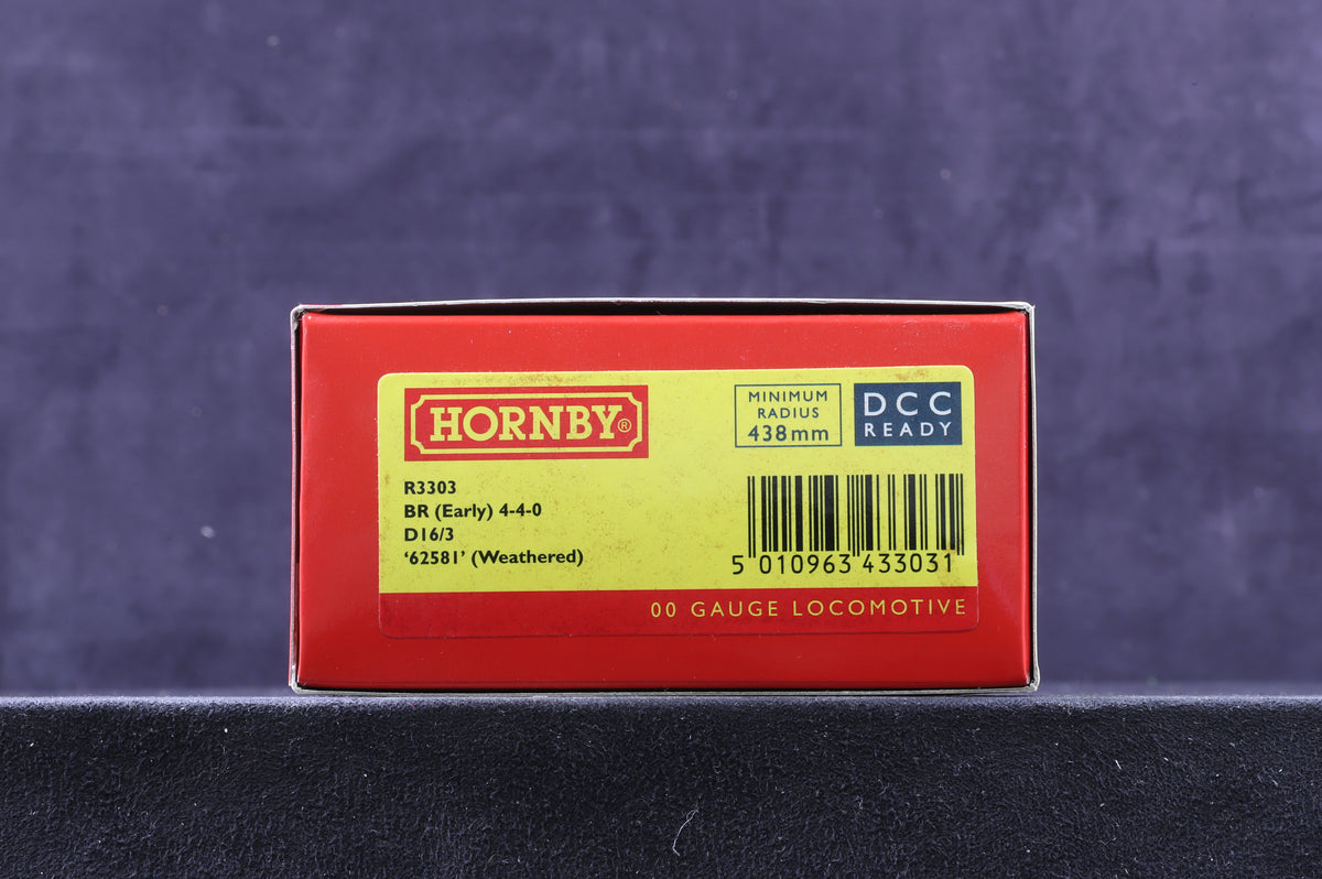 Hornby OO R3303 D16/3 62581 in BR Black w/ Early Crests - Weathered