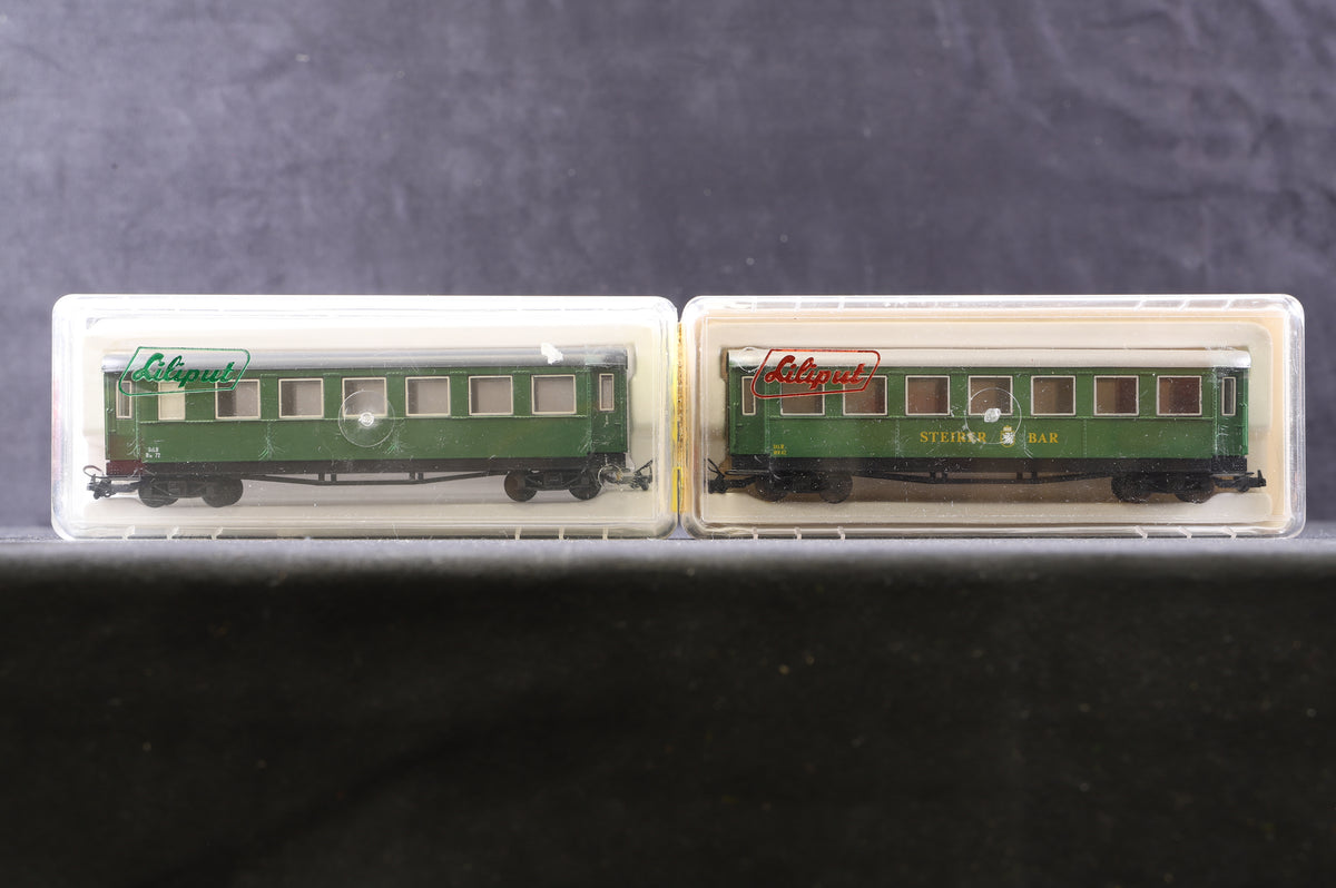 Lilliput HOe Rake Of 5 StLB Green Coaches