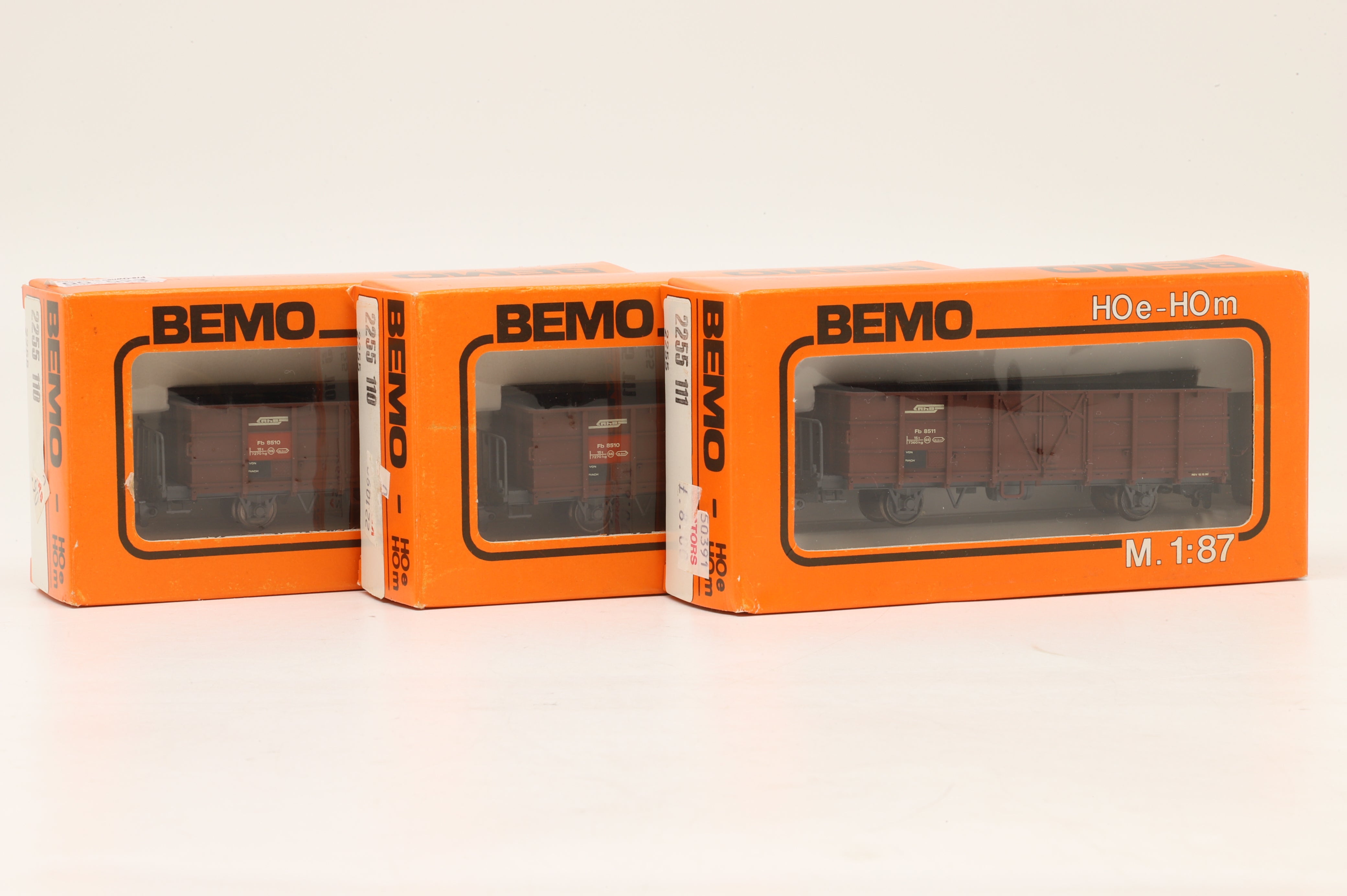 BEMO HOm Rake of 3x RhB Mineral Wagons - Clark Railworks