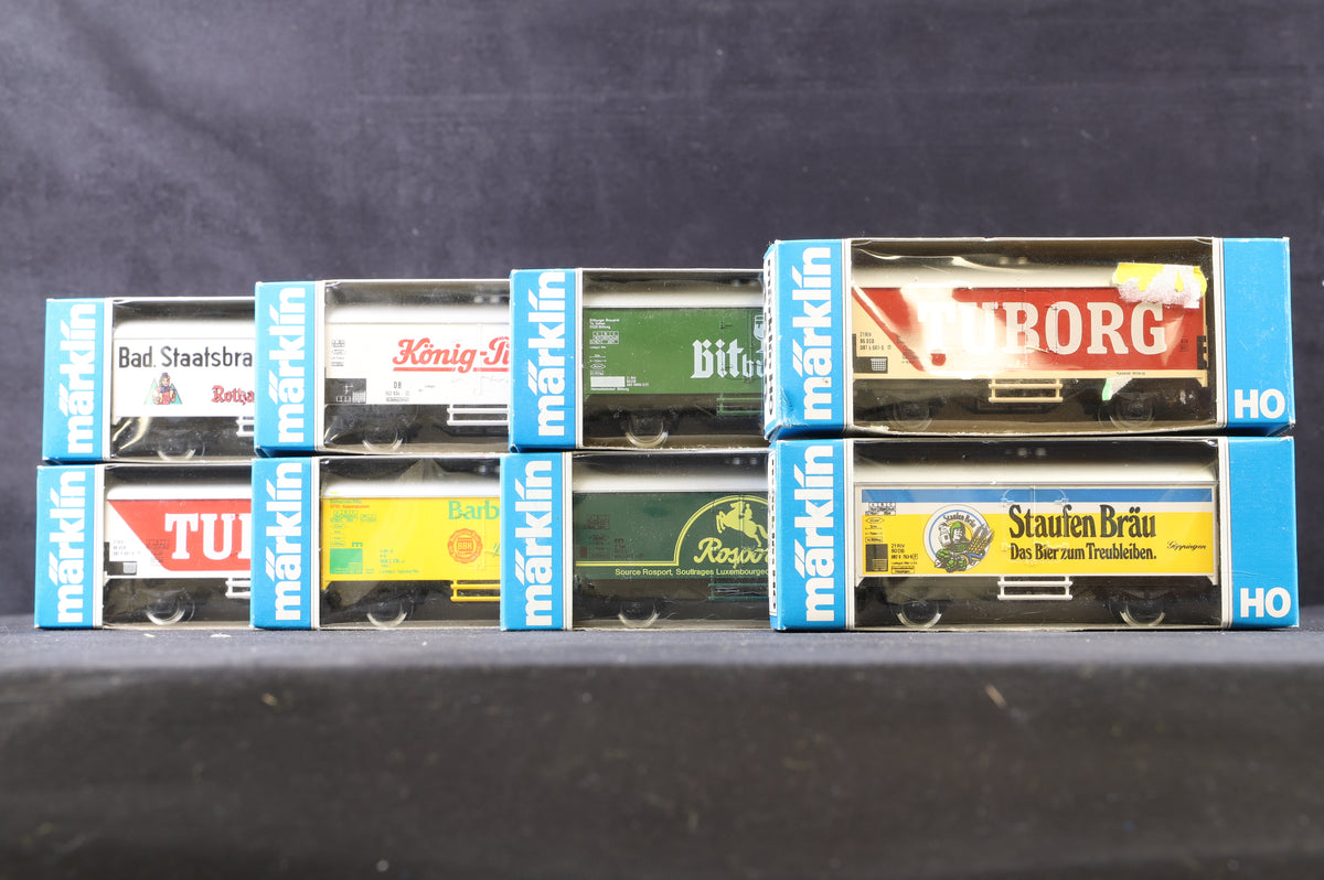 Marklin HO Rake of 8 German Beer Wagons