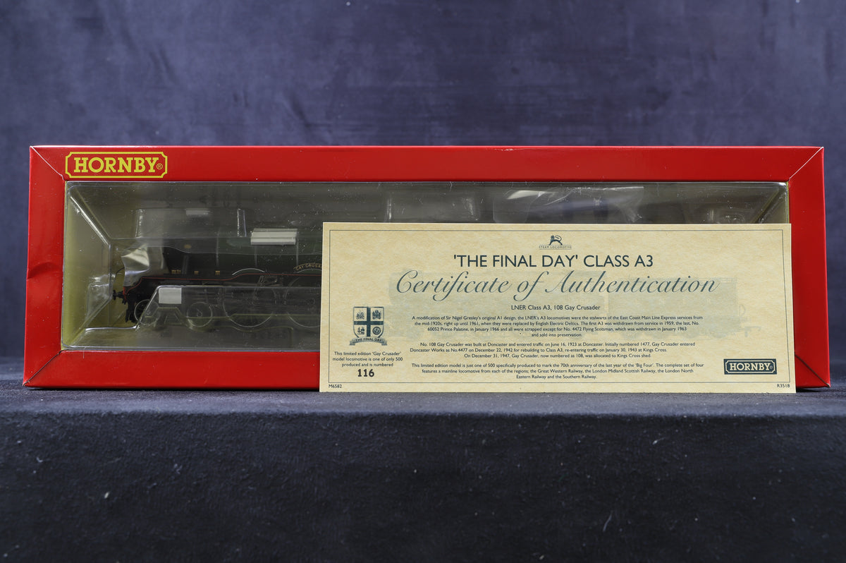 Hornby OO R3518 The Final Day Class A3 &#39;108&#39; &#39;Gay Crusader&#39; LNER Apple Green Ltd Ed116/ 500