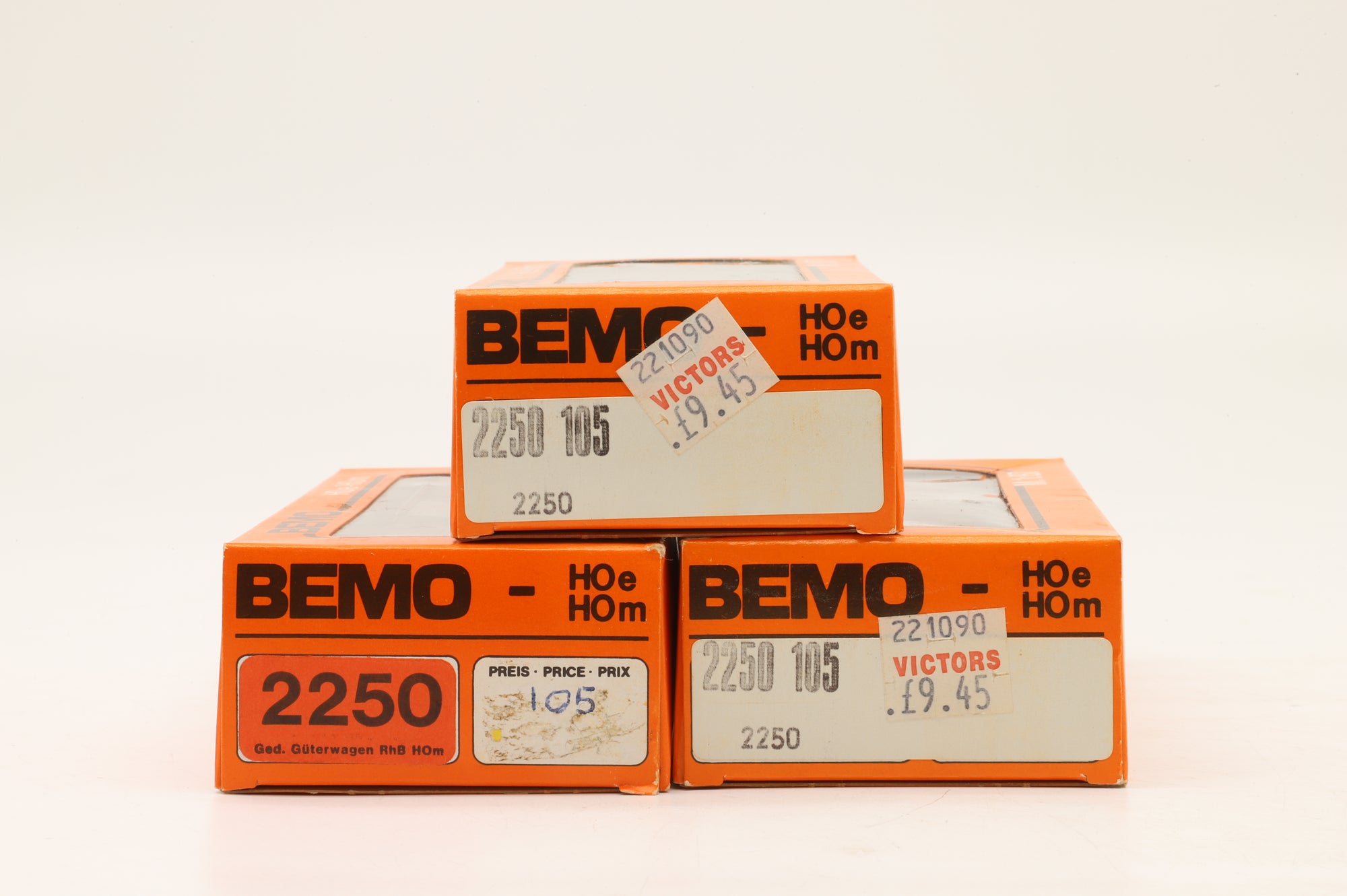 BEMO HOm Rake of 3x RhB Box Vans