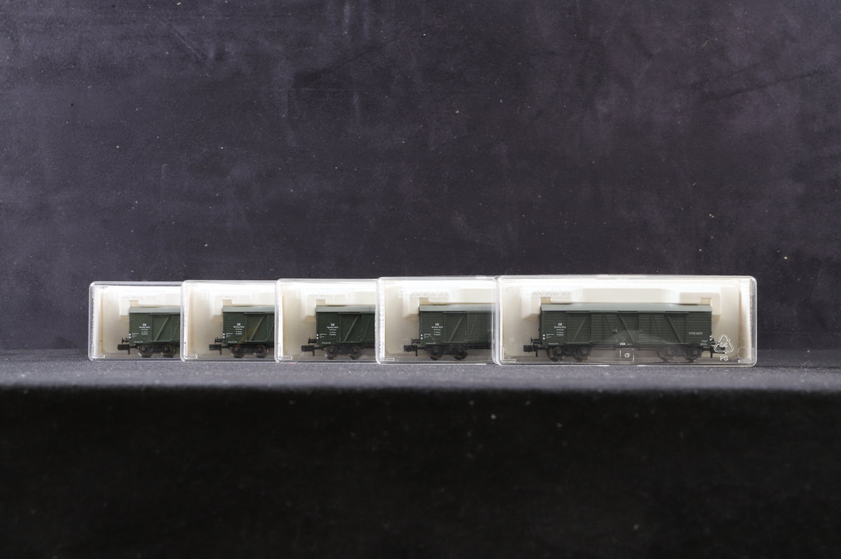 Fleischmann N 8390 Rake Of 5 DB Green Box Vans