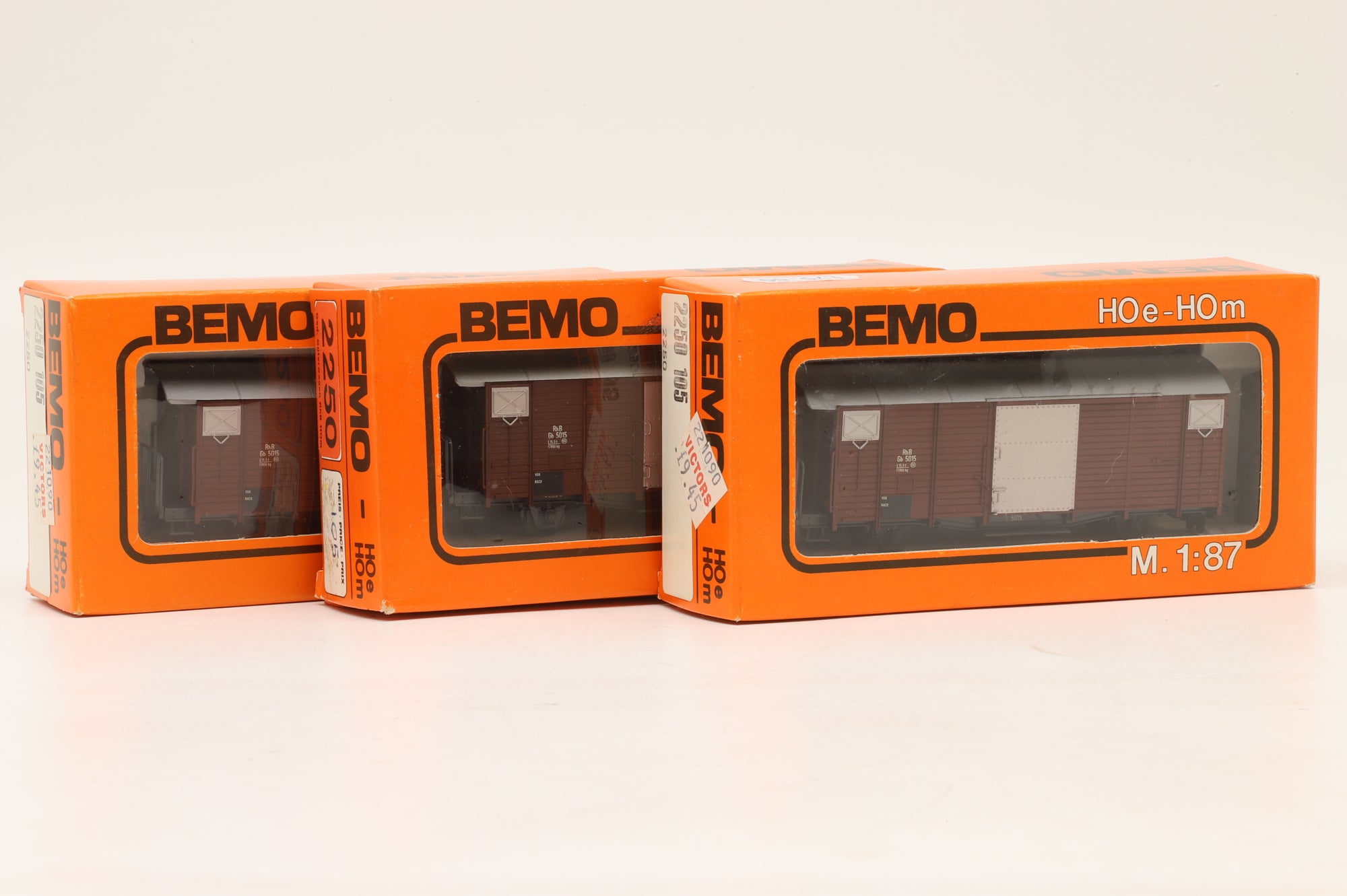 BEMO HOm Rake of 3x RhB Box Vans