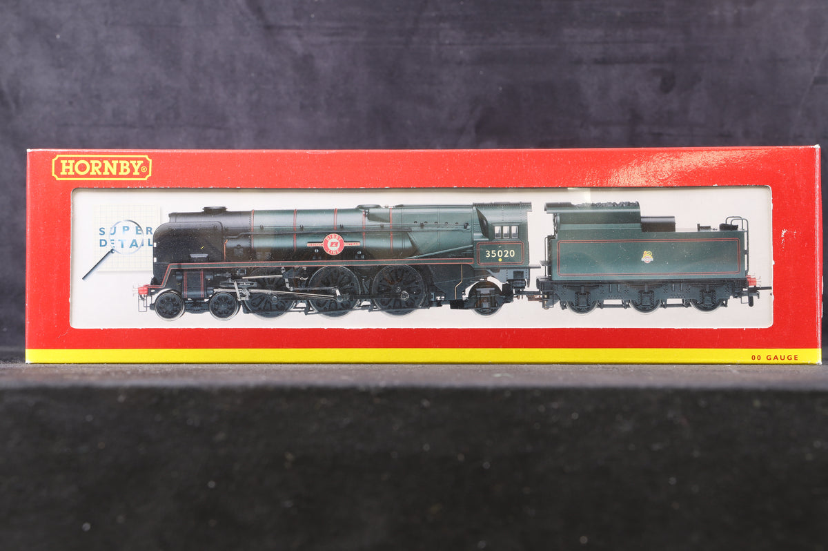 Hornby OO R2204 Merchant Navy Class &#39;35020&#39; &#39;Bibby Line&#39; BR Lined Green E/C