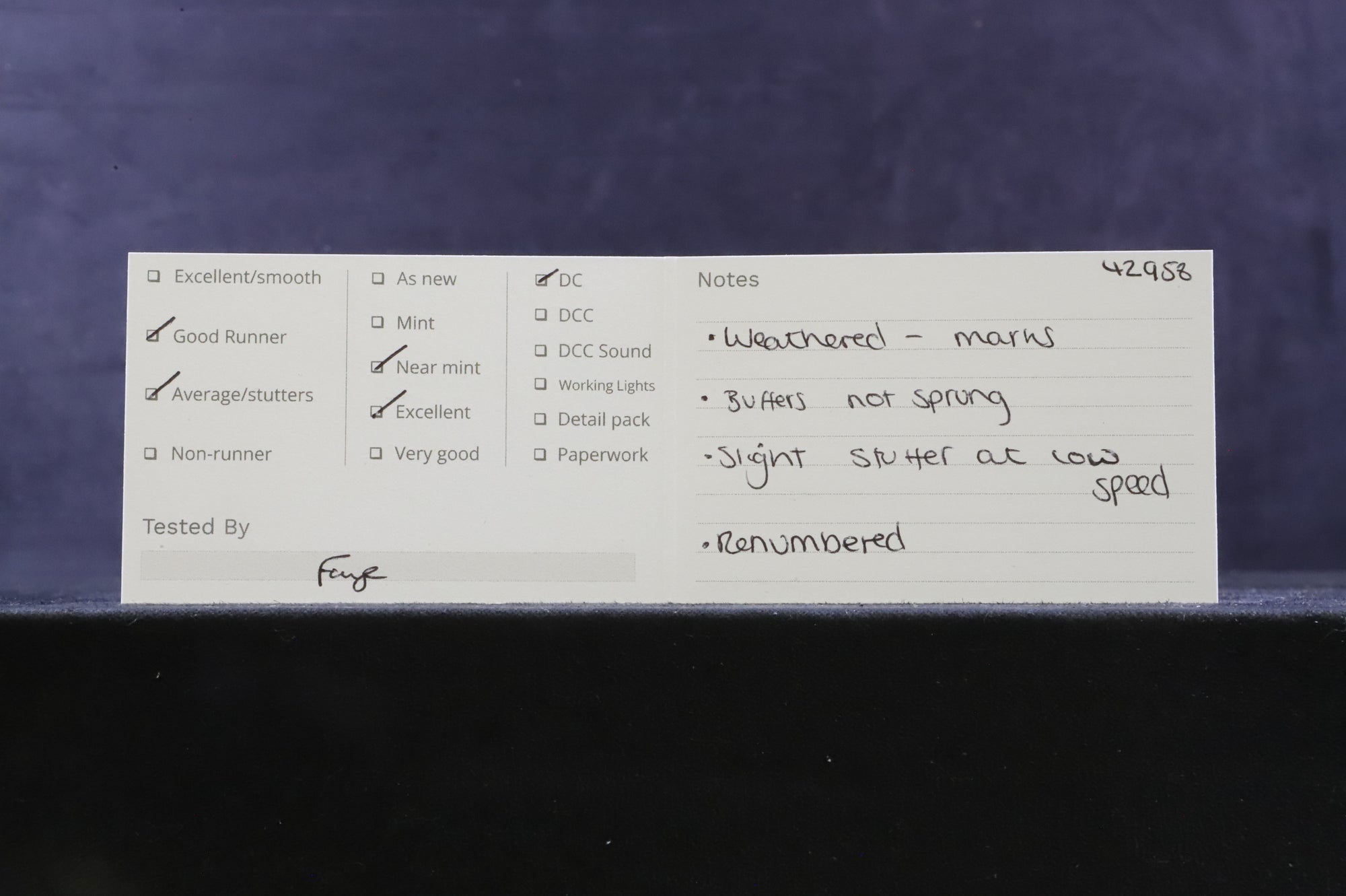 Bachmann OO Stanier Mogul '42958' BR Lined Black L/C Renumbered & Weathered