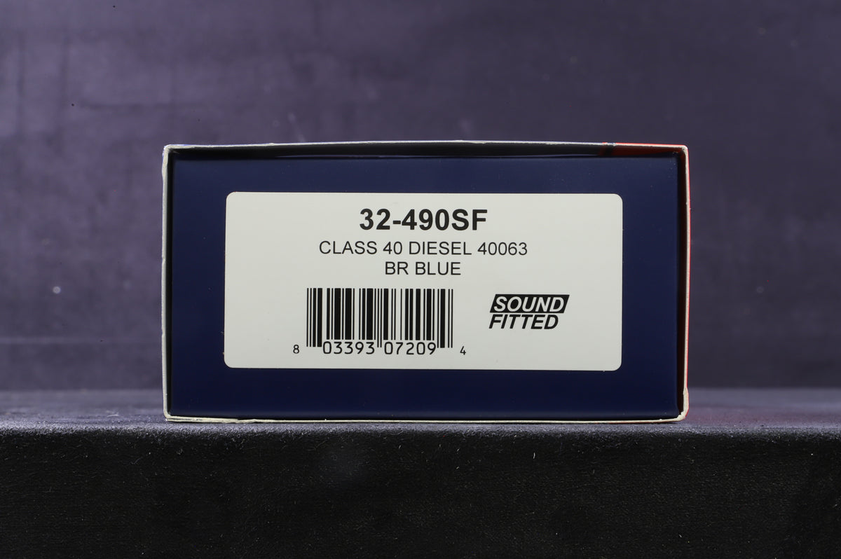 Bachmann OO 32-490SF Class 40 Diesel &#39;40063&#39; BR Blue Weathered DCC Sound