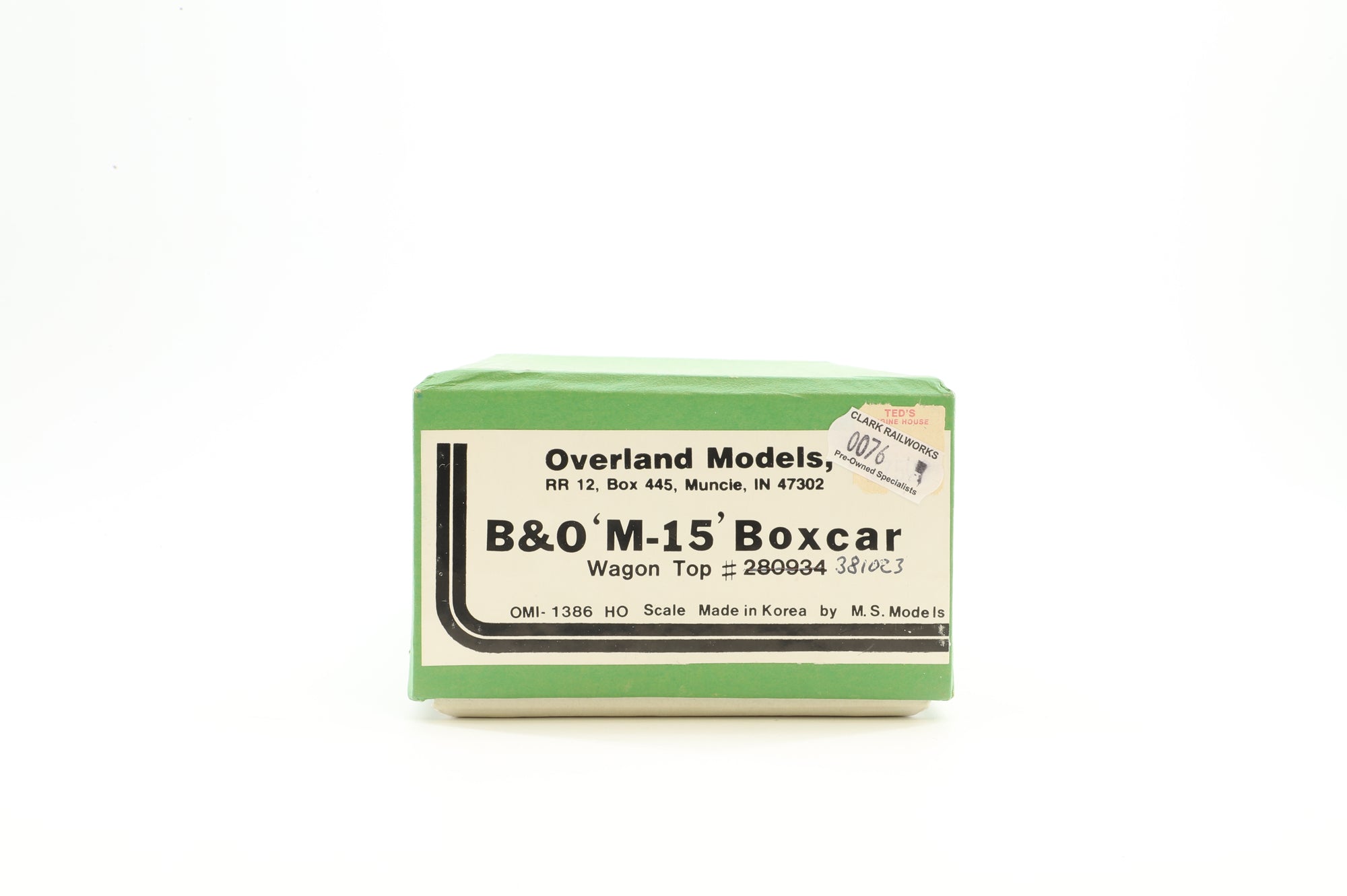 Overland Models HO Brass OMI-1386 Box Car B&O Class M15 Wagon-Top '381023'