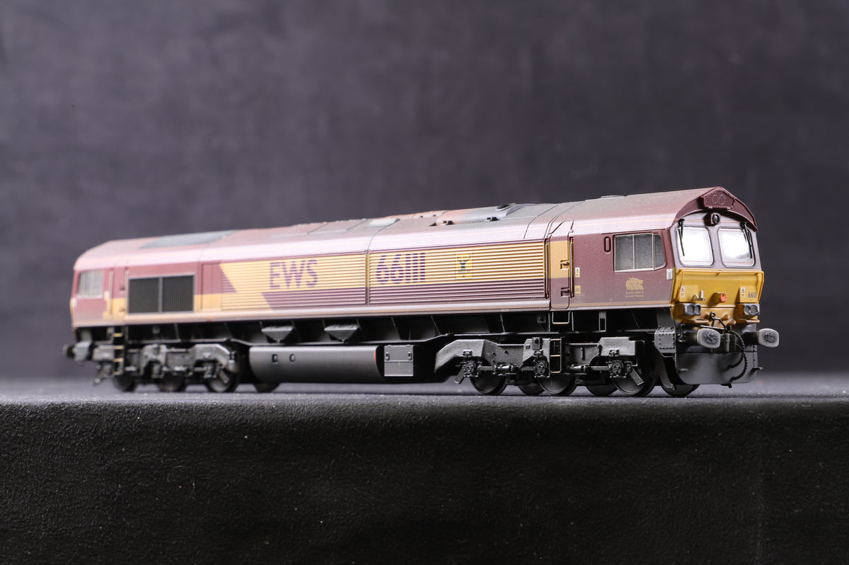 Bachmann OO 32-725U Cl.66 Diesel &#39;66111&#39; EWS, Olivia&#39;s Trains Excl., Weathered &amp; DCC Sound