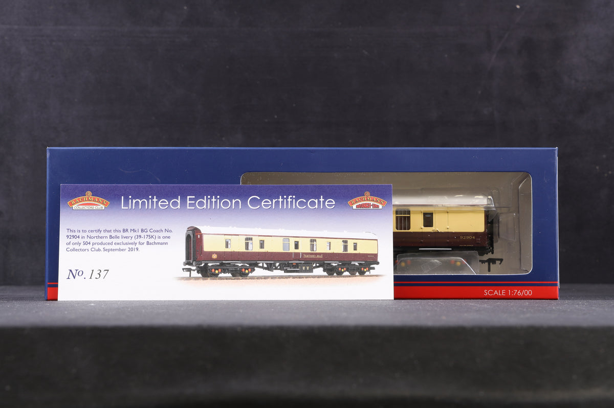 Bachmann OO 39-175K BR Mk1 BG Full Brake Northern Belle Maroon &amp; Cream Ltd Ed 137/ 504