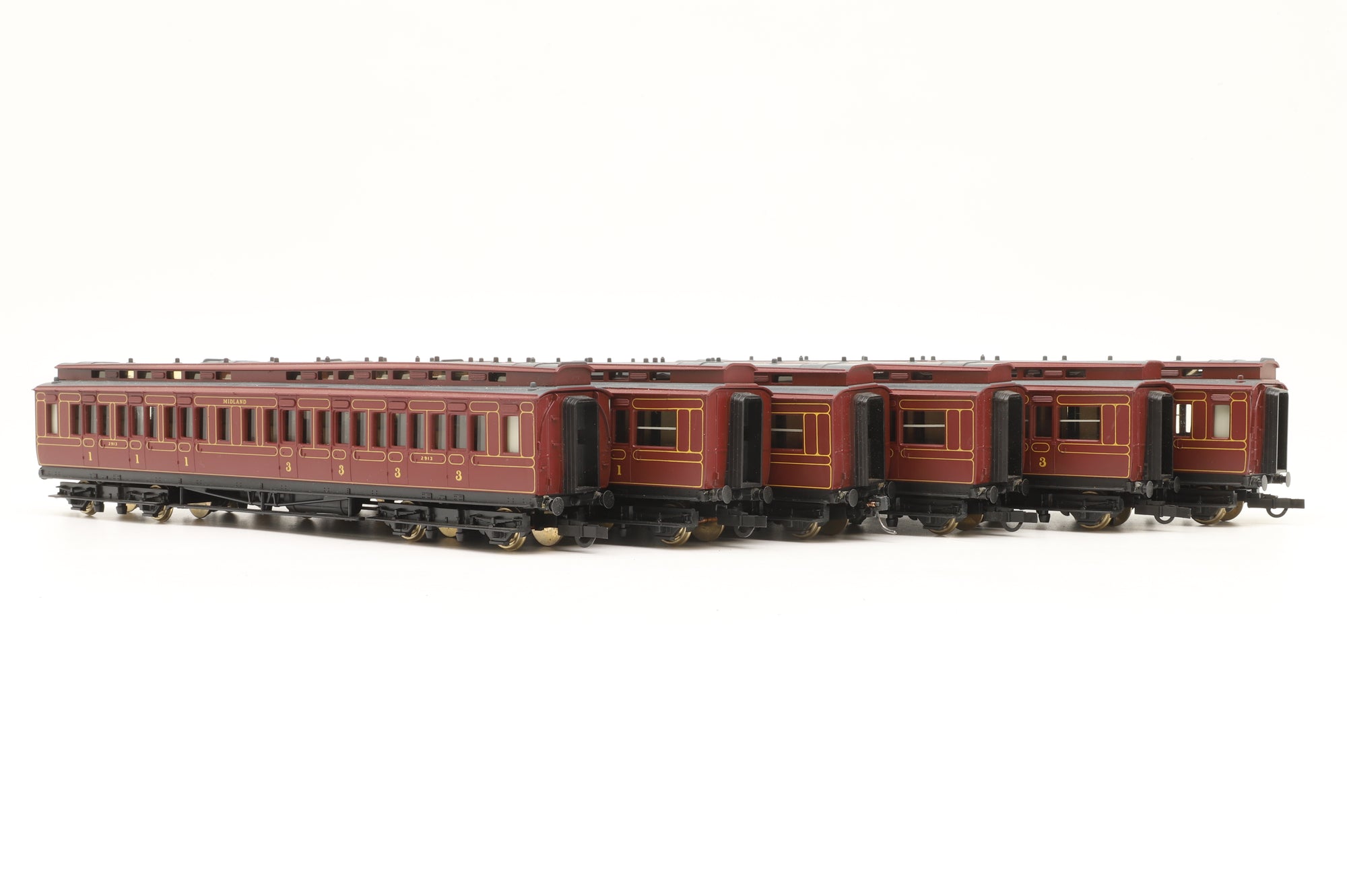 Hornby OO Rake Of 6 Midland Coaches Lighting Fitted
