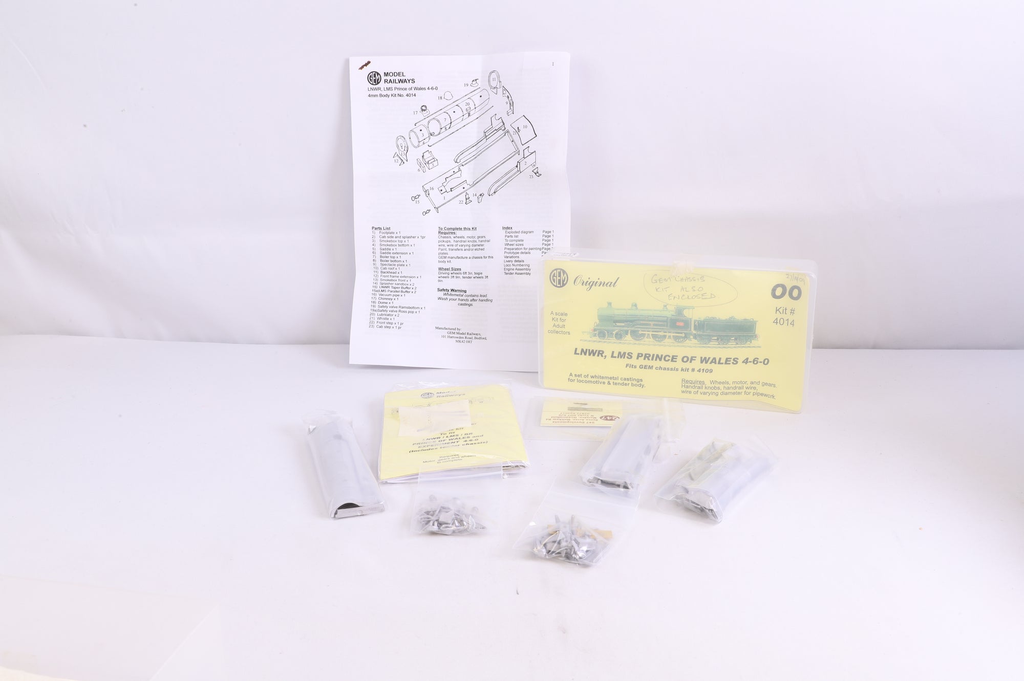GEM OO 4014 LNWR, LMS Prince of Wales 4-6-0 Kit w/4109 GEM Chassis Kit