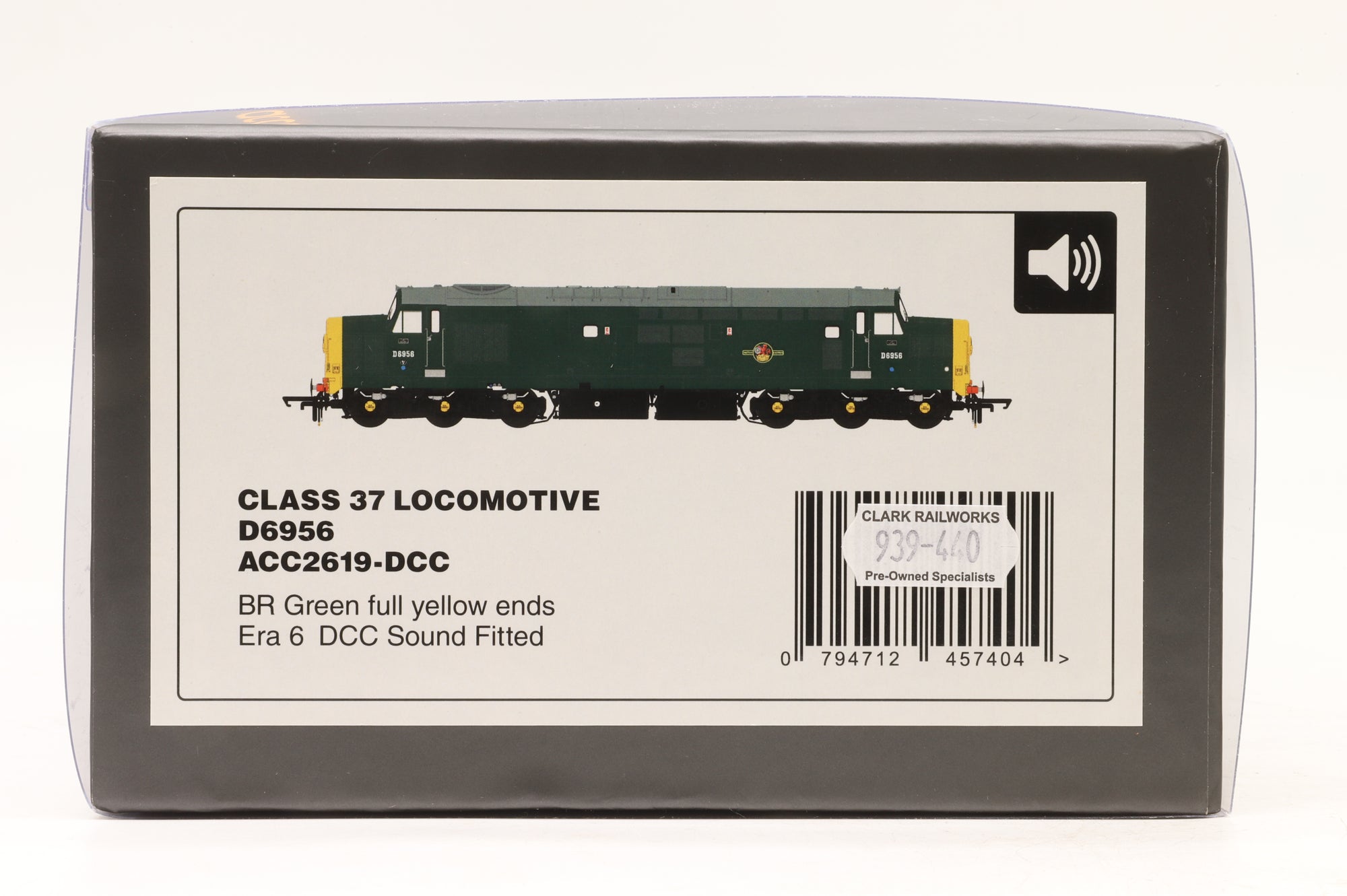 Accurascale OO ACC2618 Class 37 'D6956' BR Green Full Yellow Ends DCC Sound