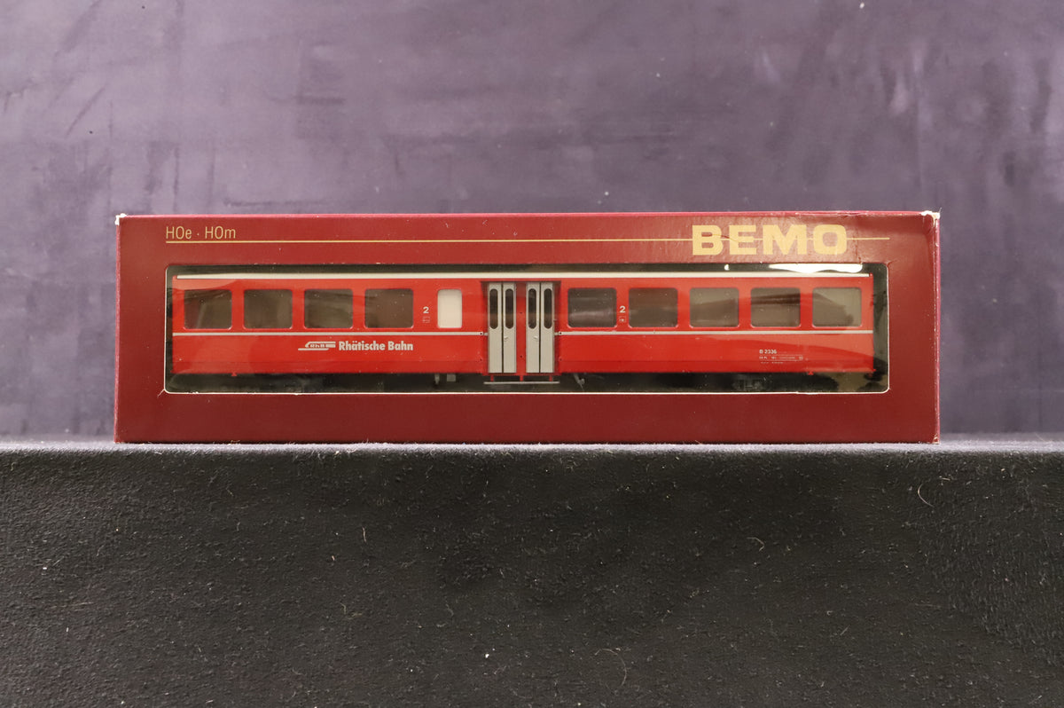 Bemo HOe/ HOm Rake Of 4 RhB Red &amp; Green Coaches Inc. 3250104, 3284126, 2280109 &amp; 3250122