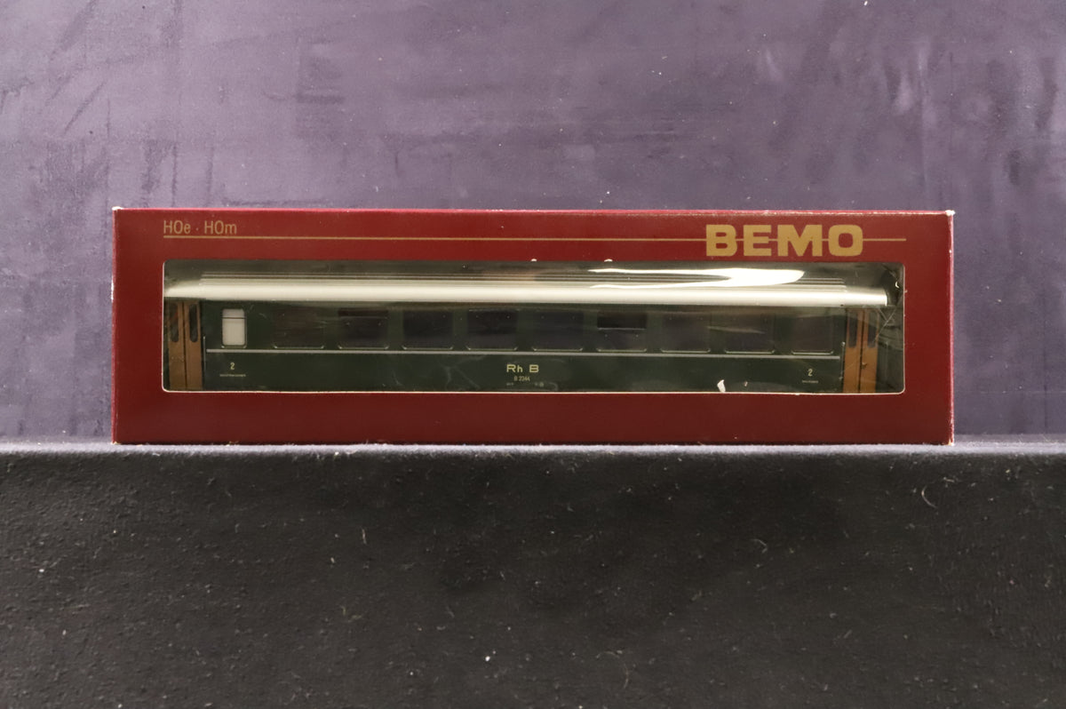 Bemo HOe/ HOm Rake Of 4 RhB Red &amp; Green Coaches Inc. 3250104, 3284126, 2280109 &amp; 3250122