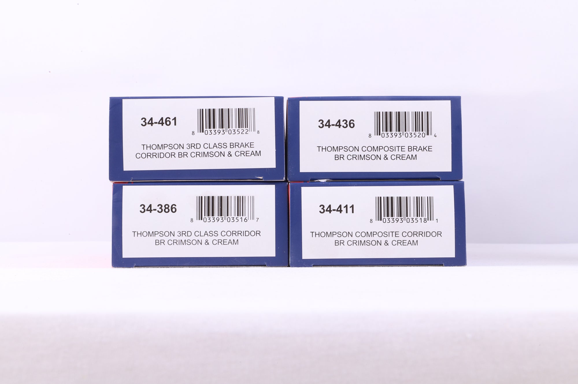 Bachmann OO Rake Of 4 Thompson BR Crimson & Cream Coaches Inc. 34-436, 34-411, 34-461 & 34-386