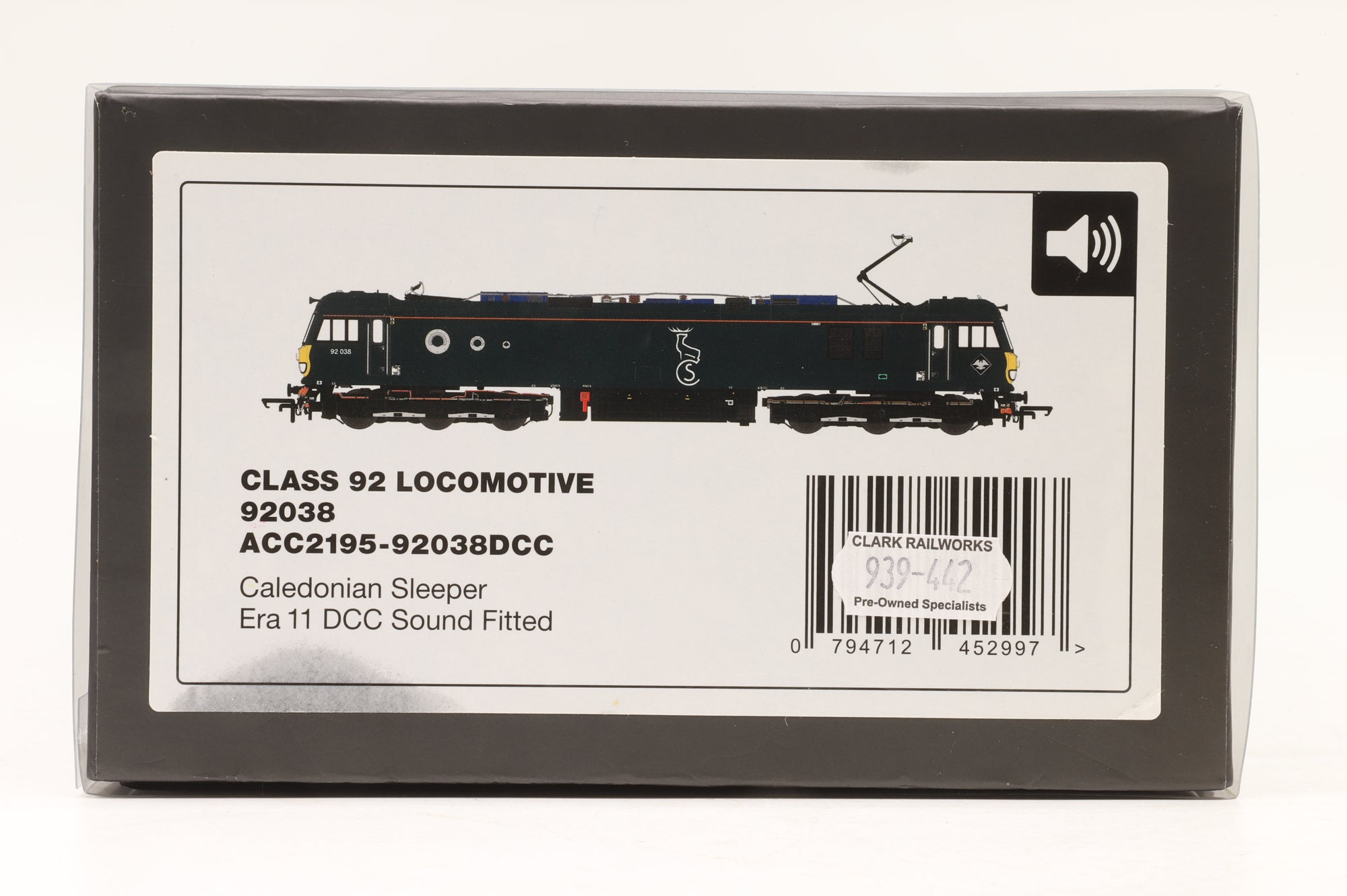 Accurascale OO ACC2195 Class 92 '92038' Caledonian Sleeper DCC Sound