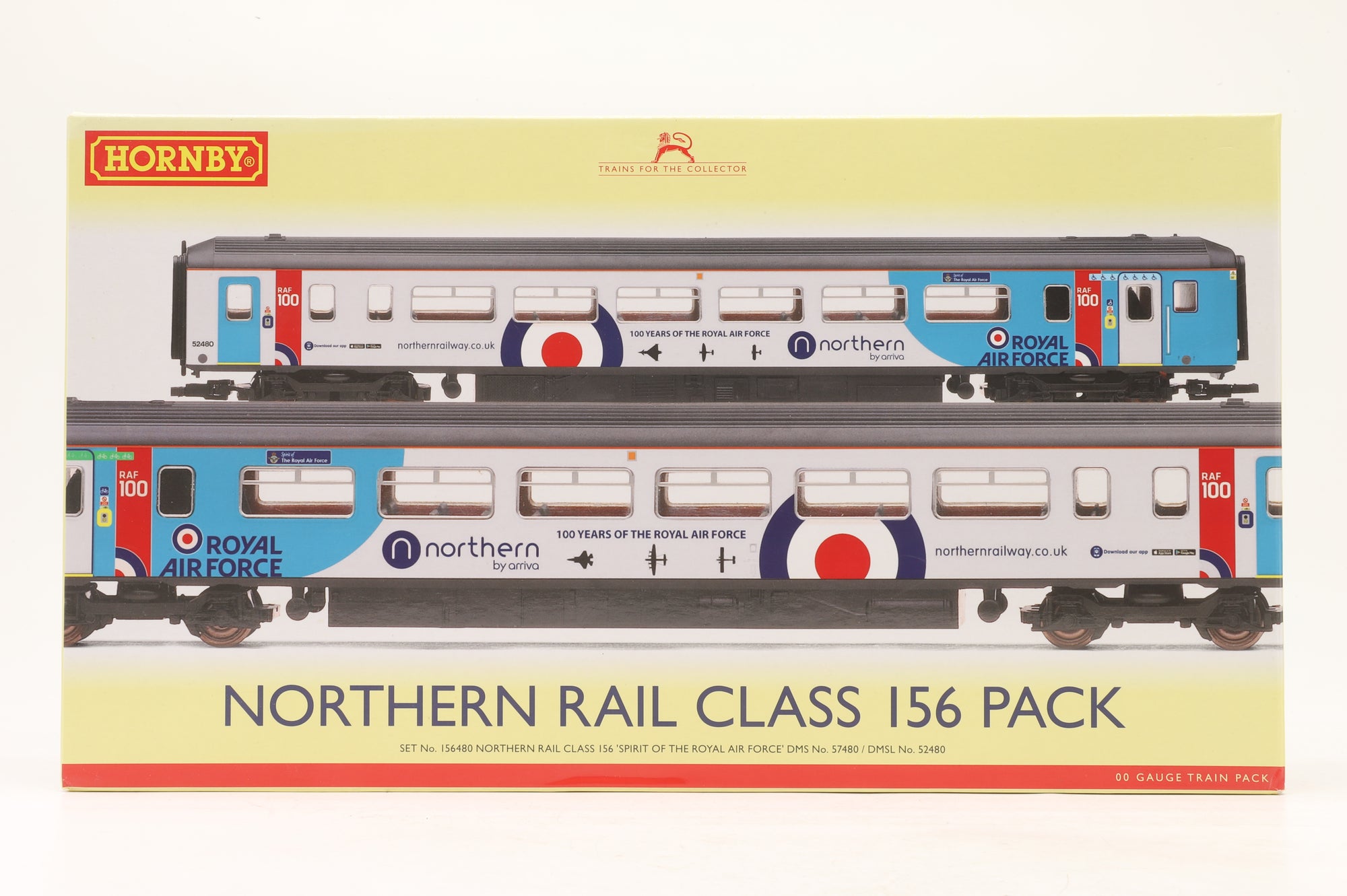 Hornby OO R3772 Class 156 2-Car DMU 156480 in Northern/RAF Livery