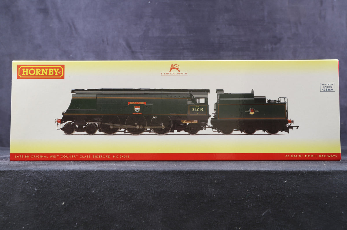 Hornby OO R3638 Original West Country Class &#39;34019&#39; &#39;Bideford&#39; BR Lined Green L/C