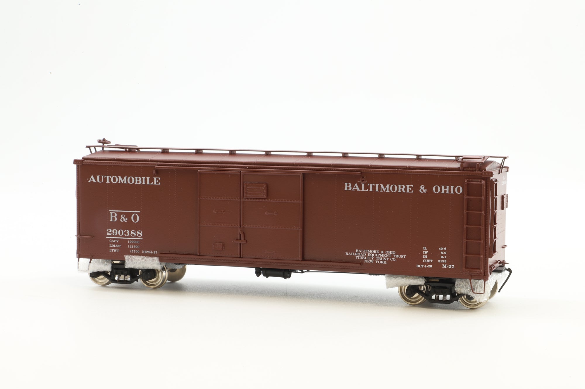 Precision Scale HO Brass 15736-1 Box car Auto B&O Class M15L Round Roof '379001'