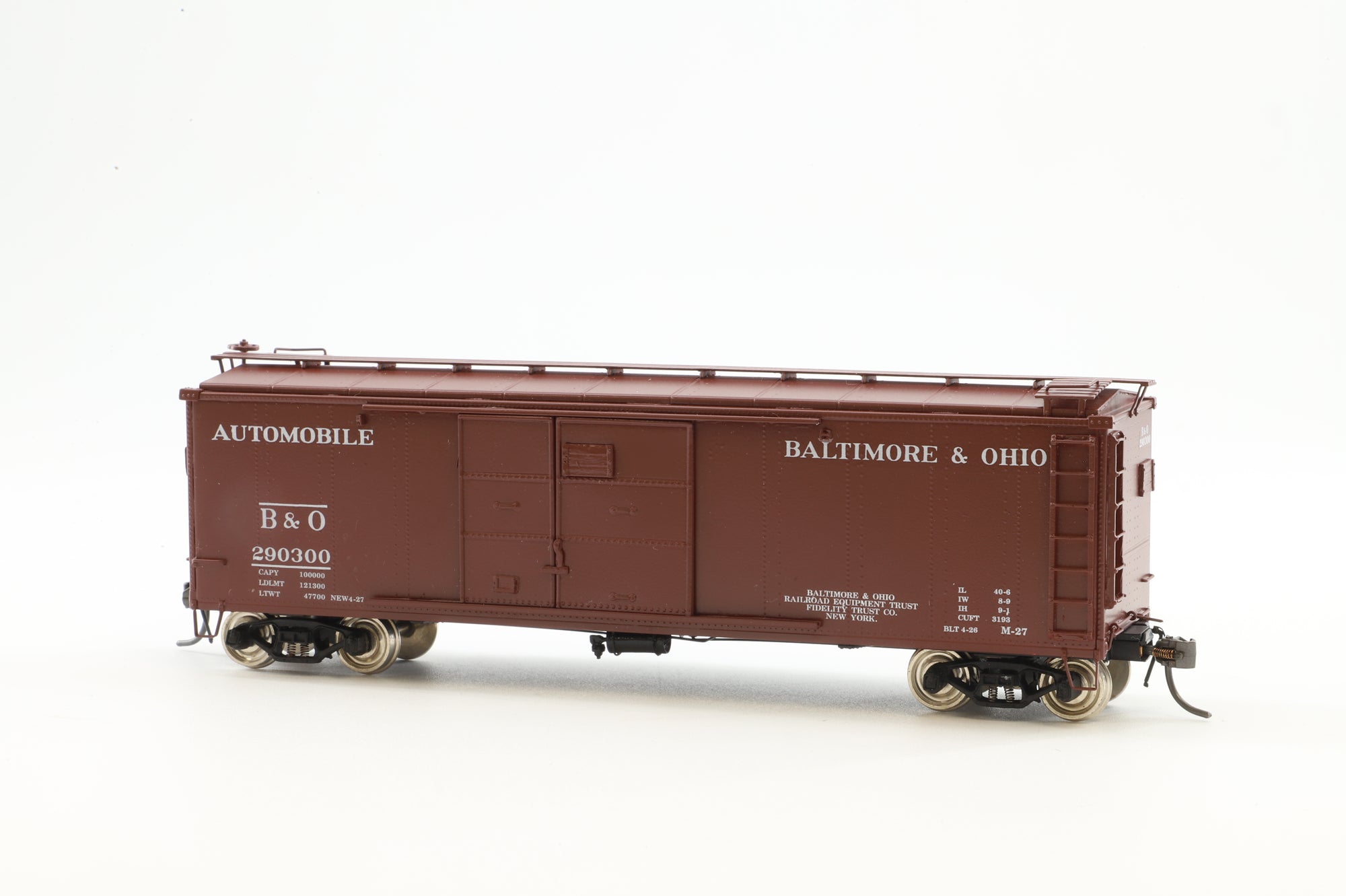 Precision Scale HO Brass 15750-1 Box Car Auto B&O Class M27 '290300'
