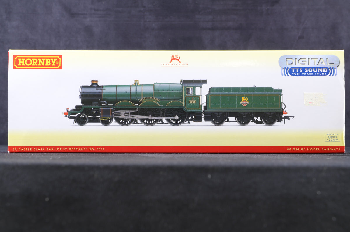 Hornby OO R3383TTS BR Castle Class &#39;5050&#39; &#39;Earl of St Germans&#39; BR Lined Green E/C, DCC Sound