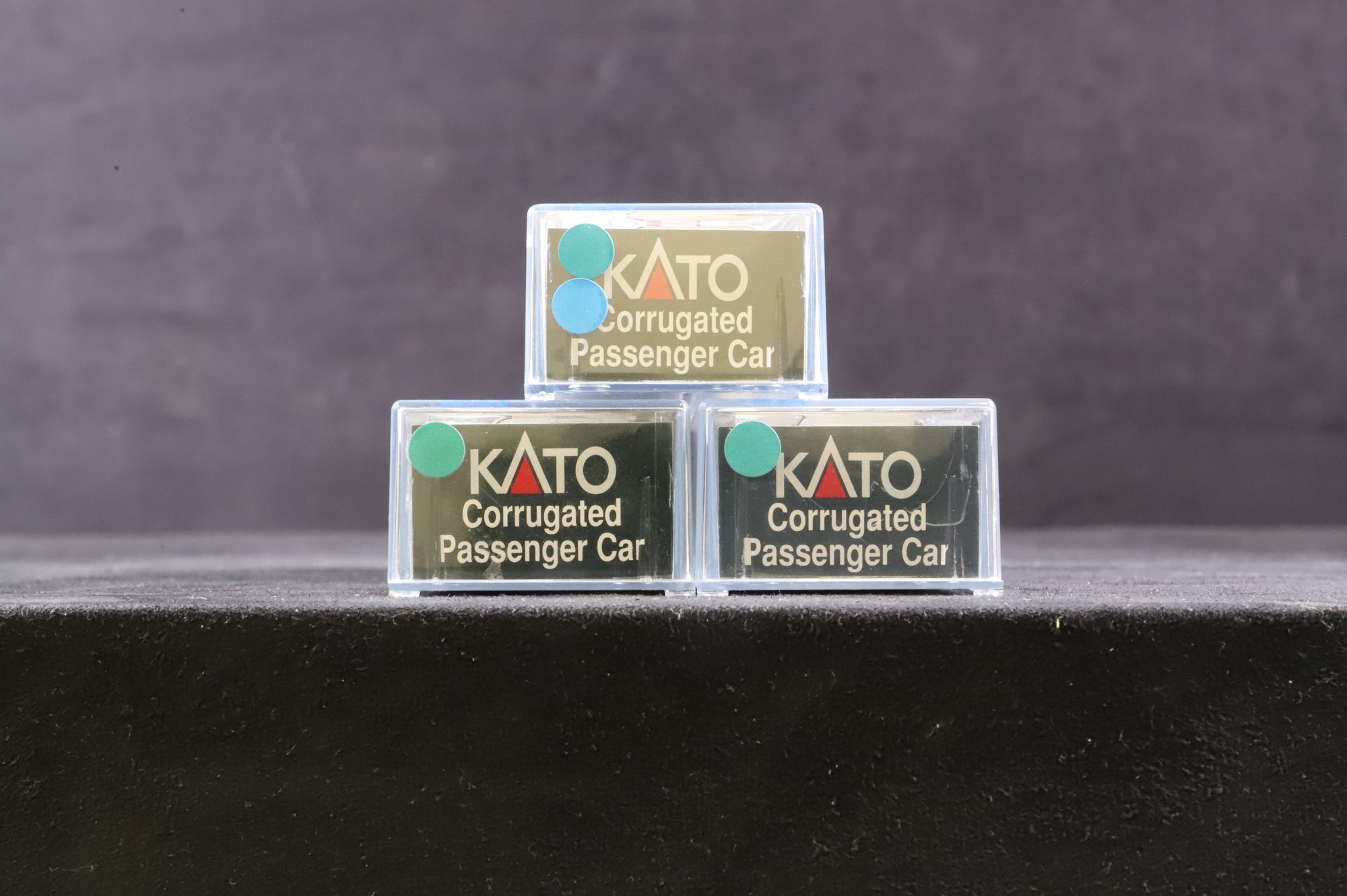 Kato N Gauge Rake of 3 Corrugated Passenger Cars in Canadian Pacific Livery