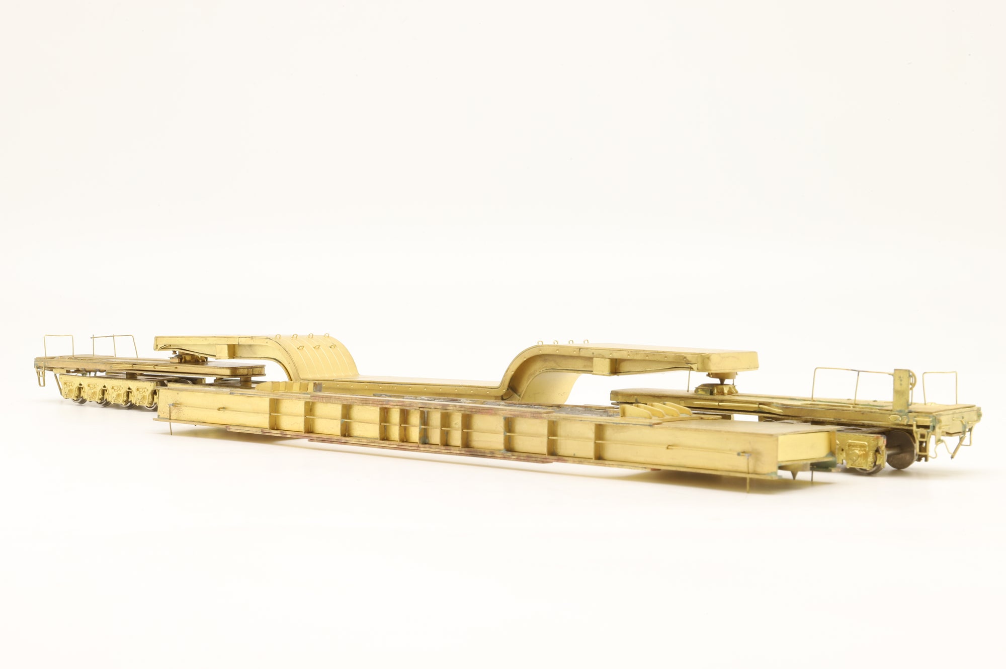 Alco HO Brass X-106 FW-1 & FD-2 Dep. Centre-Well Thru Flat Car Unpainted