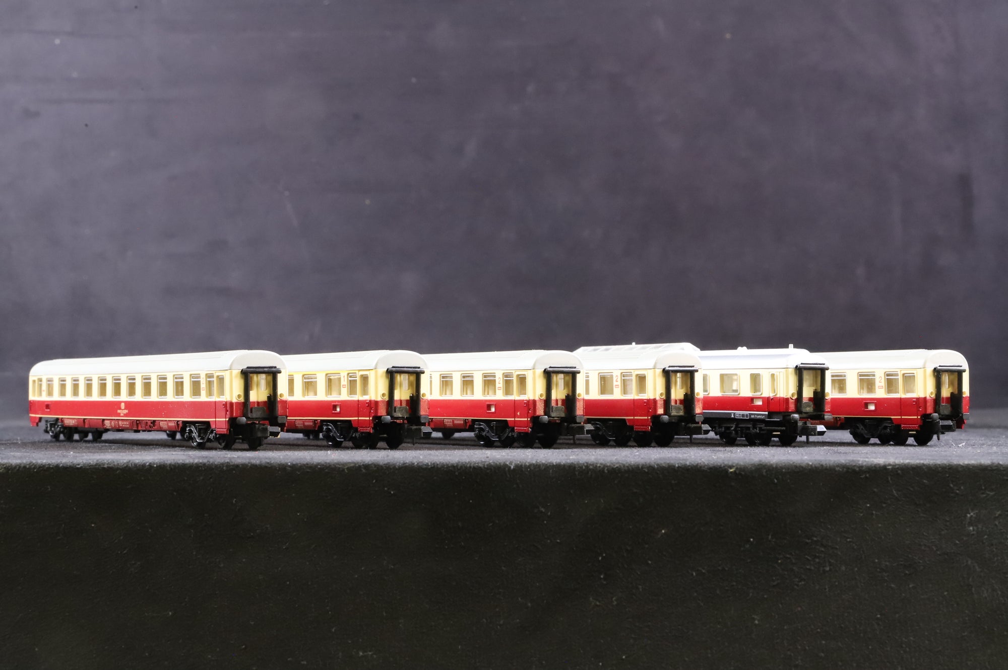Arnold N Rake Of 6 DB Crimson & Cream Coaches Inc. 3771, 3850 & 3770