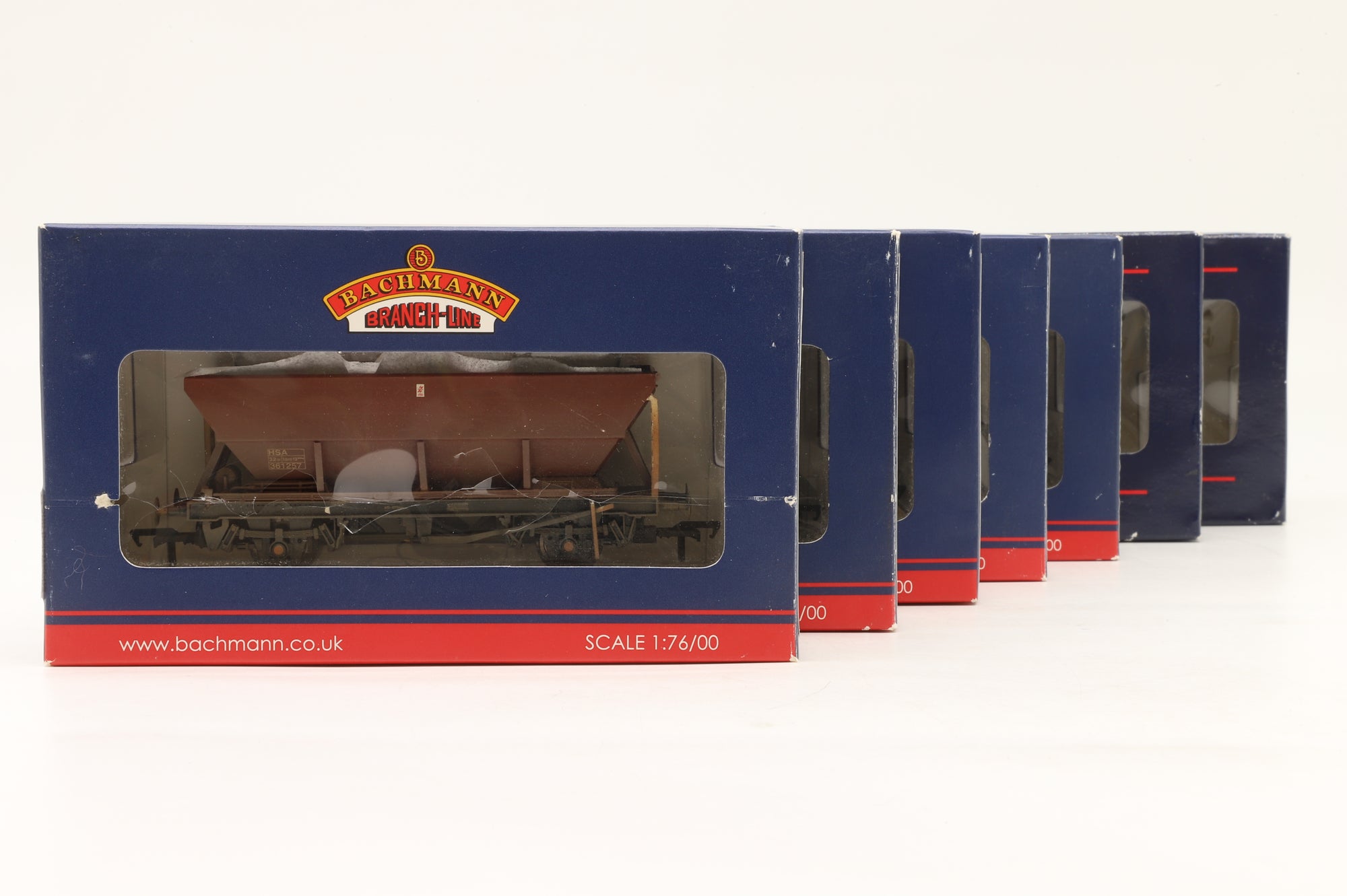 Bachmann OO 38-005/5A x7 Rake of 7 HSA Hopper Wagons in BR Bauxite (Late)