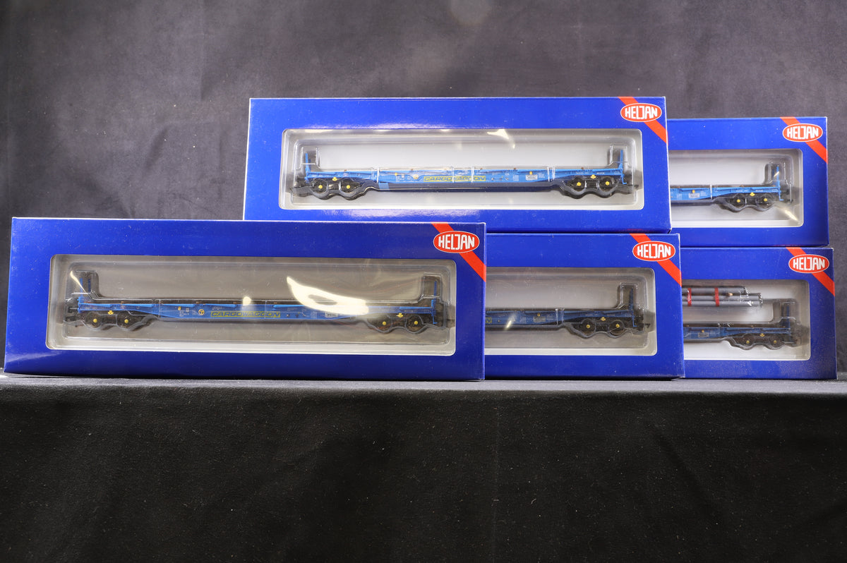 Heljan OO Rake Of 5 IGA Bogie Flat Cargowaggon Blue Inc. 5100, 5101, 5102. 5103, 5104