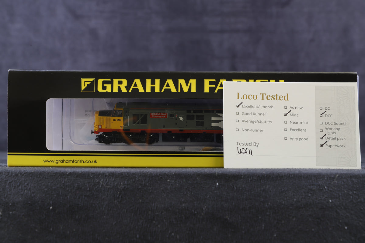 Graham Farish N 371-168 Class 37 &#39;37506&#39; Railfreight, DCC Fitted