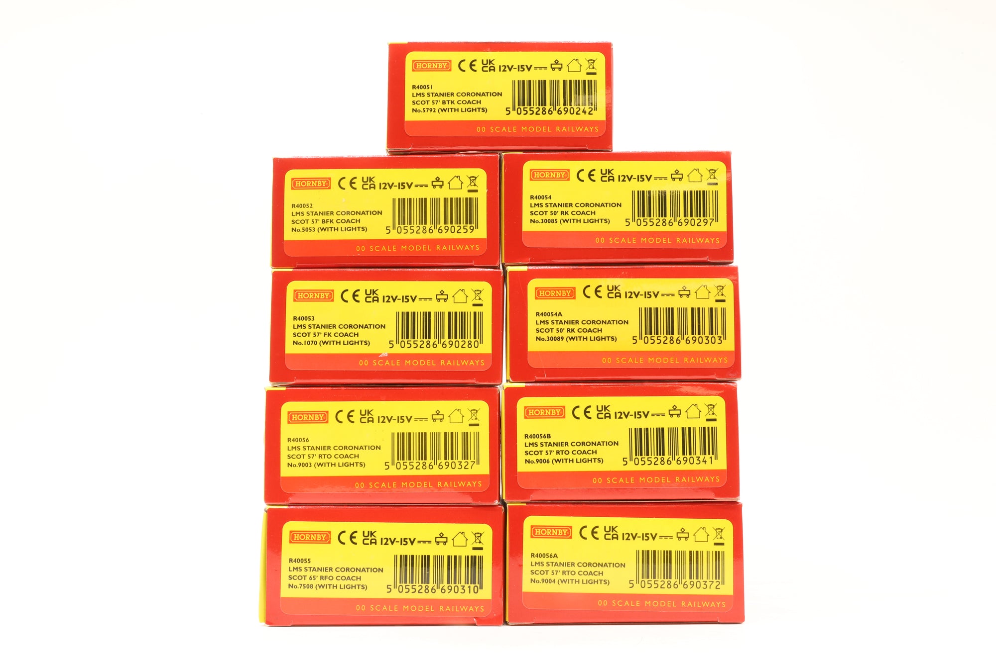 Hornby OO Set of 9x LMS Coronaion Scot Stainier Coaches