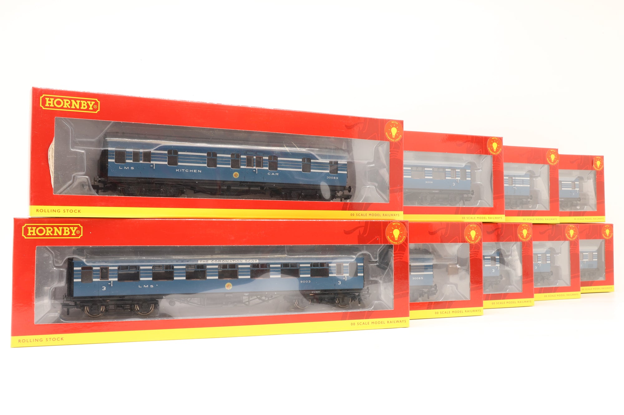 Hornby OO Set of 9x LMS Coronaion Scot Stainier Coaches