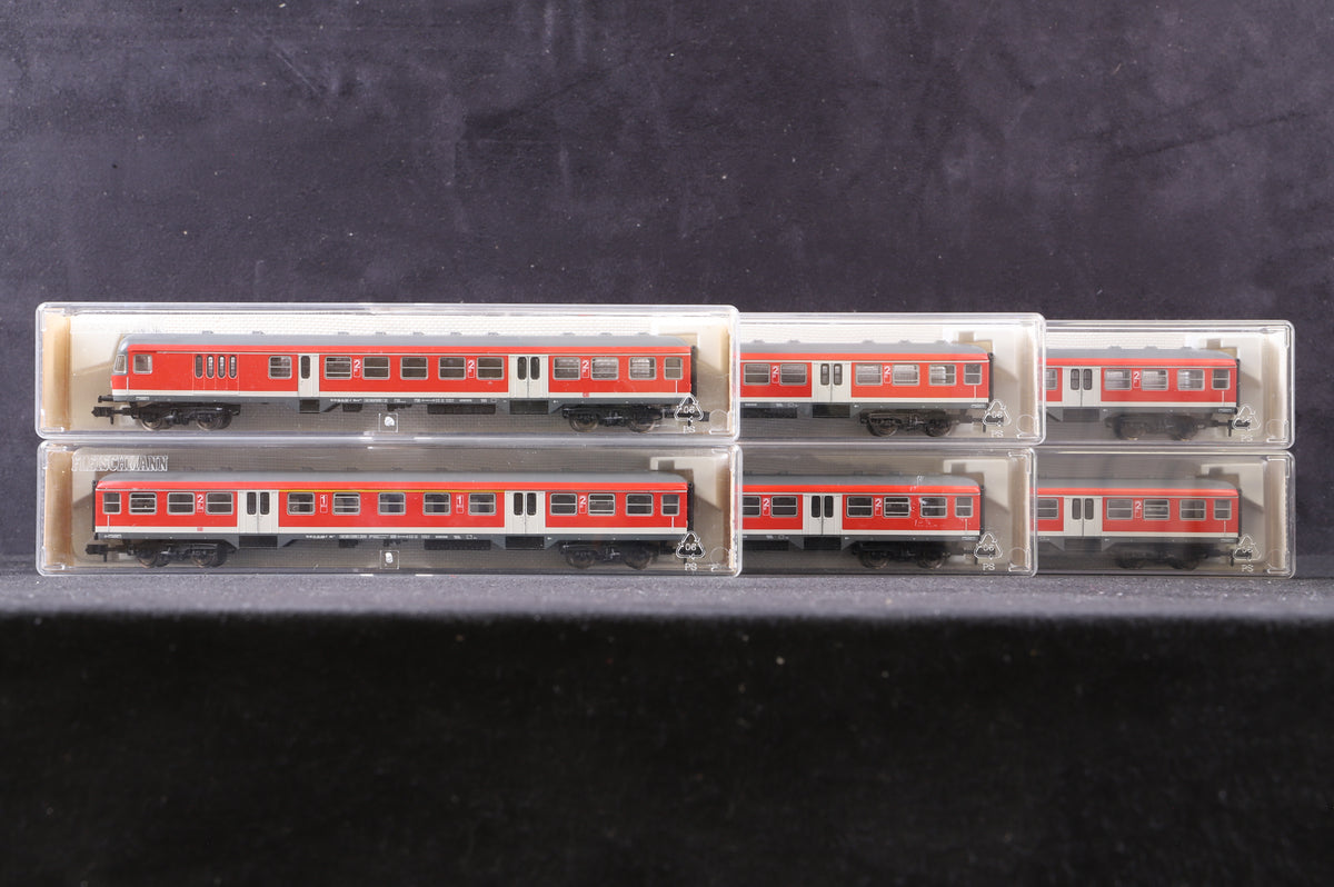 Fleischmann N Rake Of 6 Red DB Coaches Inc. 8148x4, 8147 &amp; 8146