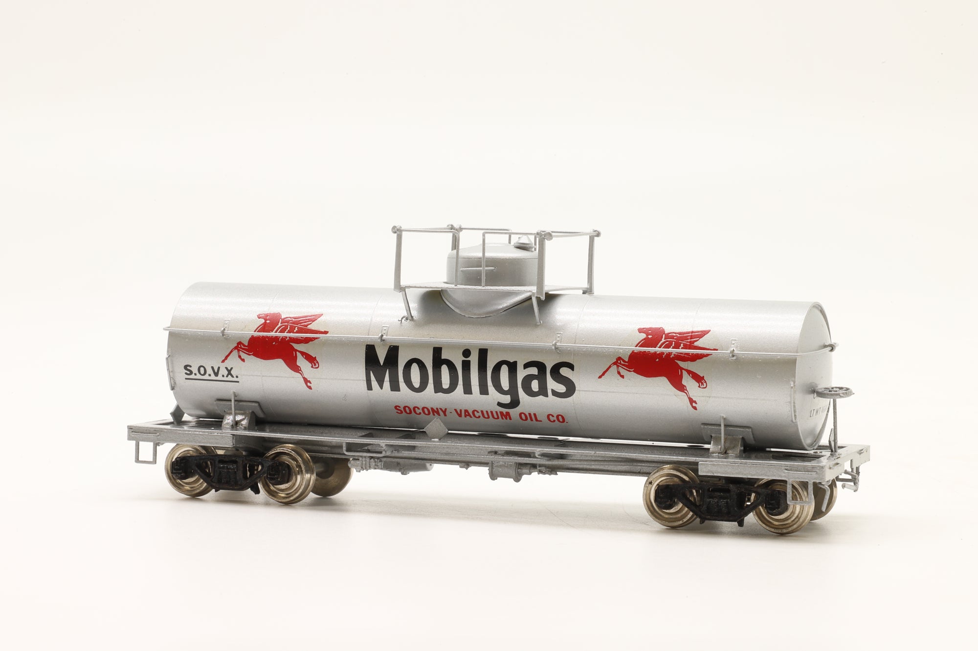 Precision Scale Co./Iron Horse HO Brass 8,000 Gallon Tank Car Mobilgas Silver