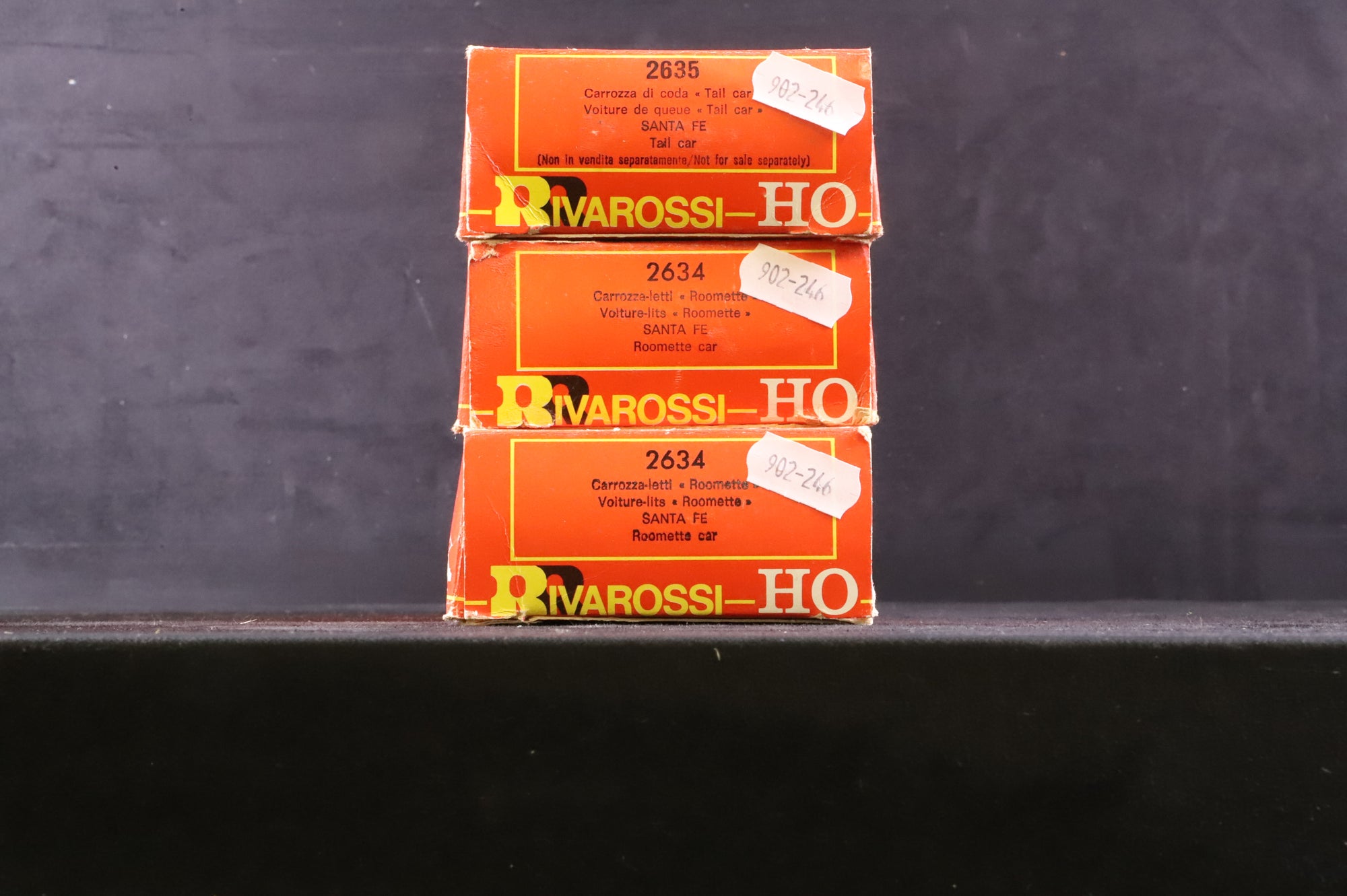 Rivarossi HO Rake of 3 Blue/Grey Santa Fe Coaches, Inc. 2635 & 2 x 2634