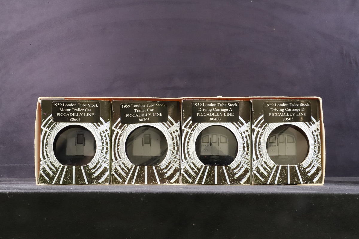Exclusive First Editions/Gilbow 1:76 Static Model 1959 Piccadilly Line Tube Stock 4 Car EMU in London Transport Unpainted Aluminium Livery