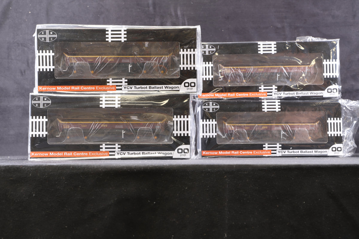 KMRC OO SB006E/F/G/H Rake Of 4 YCV Turbot Bogie Ballast Wagon EWS