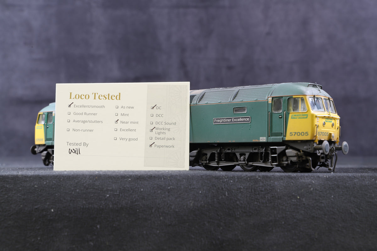 Bachmann OO Class 57 &#39;57005&#39; &#39;Freightliner Excellence&#39; Freightliner Weathered, Renamed &amp; Renumbered