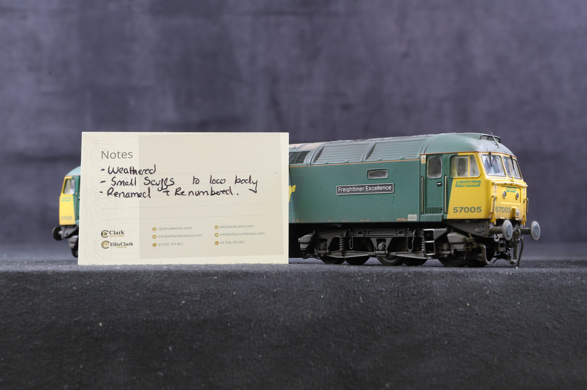 Bachmann OO Class 57 &#39;57005&#39; &#39;Freightliner Excellence&#39; Freightliner Weathered, Renamed &amp; Renumbered