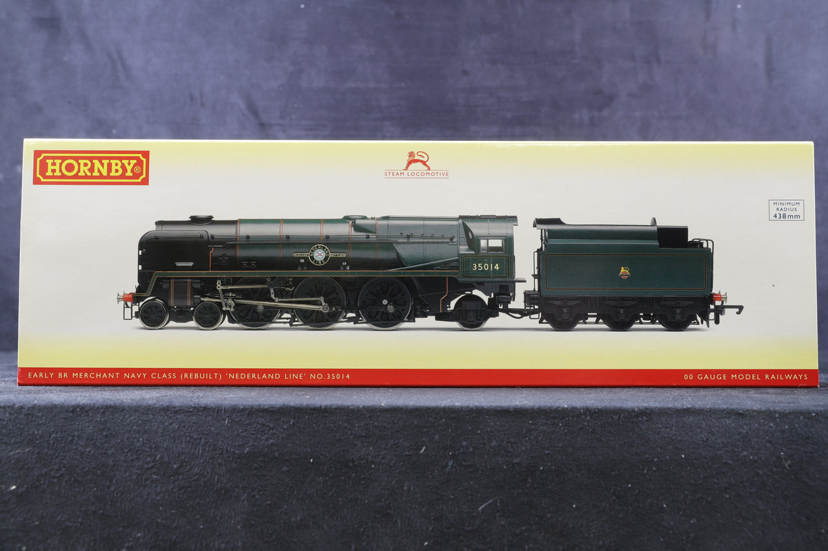 Hornby OO R3566 Merchant Navy Class &#39;35014&#39; &#39;Nederland Line&#39; BR Lined Green E/C