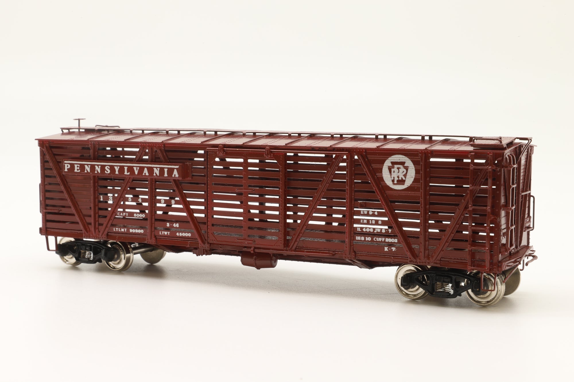 Iron Horse Models HO Brass 15594 K-7 Single Deck Stock Car #135499 in PRR Brown