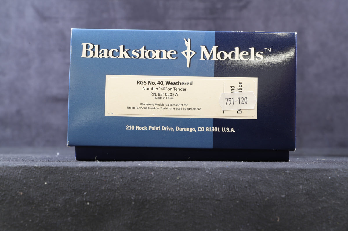 Blackstone HOn3 C-19 Class 2-8-0 &#39;40&#39; Narrow Gauge Steam Locomotive Weathered, DCC Sound