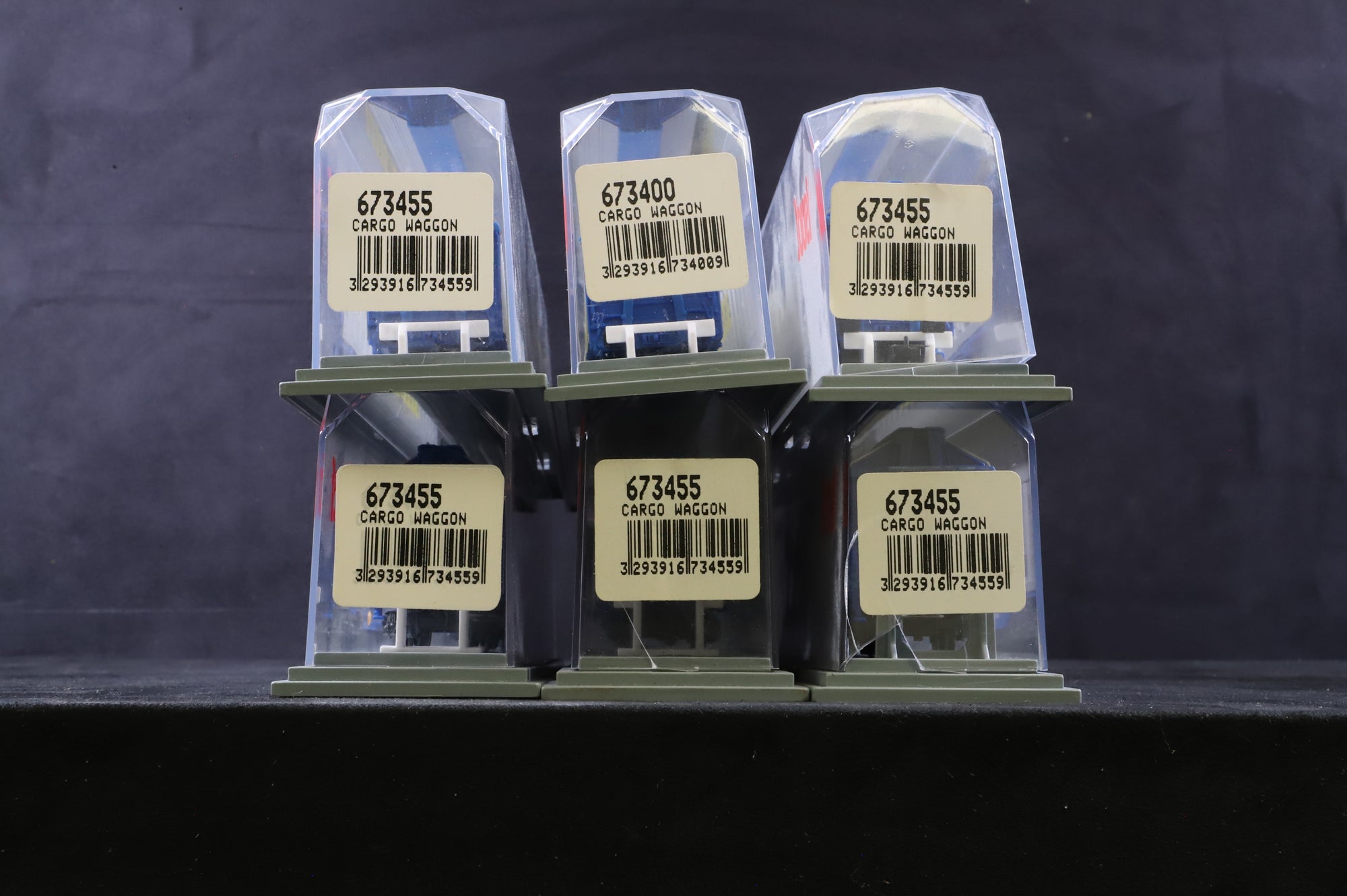 Jouef HO 673400(55) Rake Of 6 Bogie Cargowaggon Silver/Blue