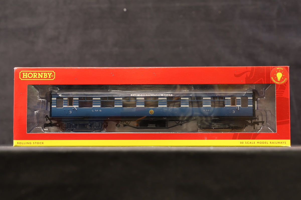 Hornby OO Rake of 8 LMS Stanier Coronation Scot Coaches, Inc. R4961, 62, 63, 63A, 64, 65B &amp; 2x 65