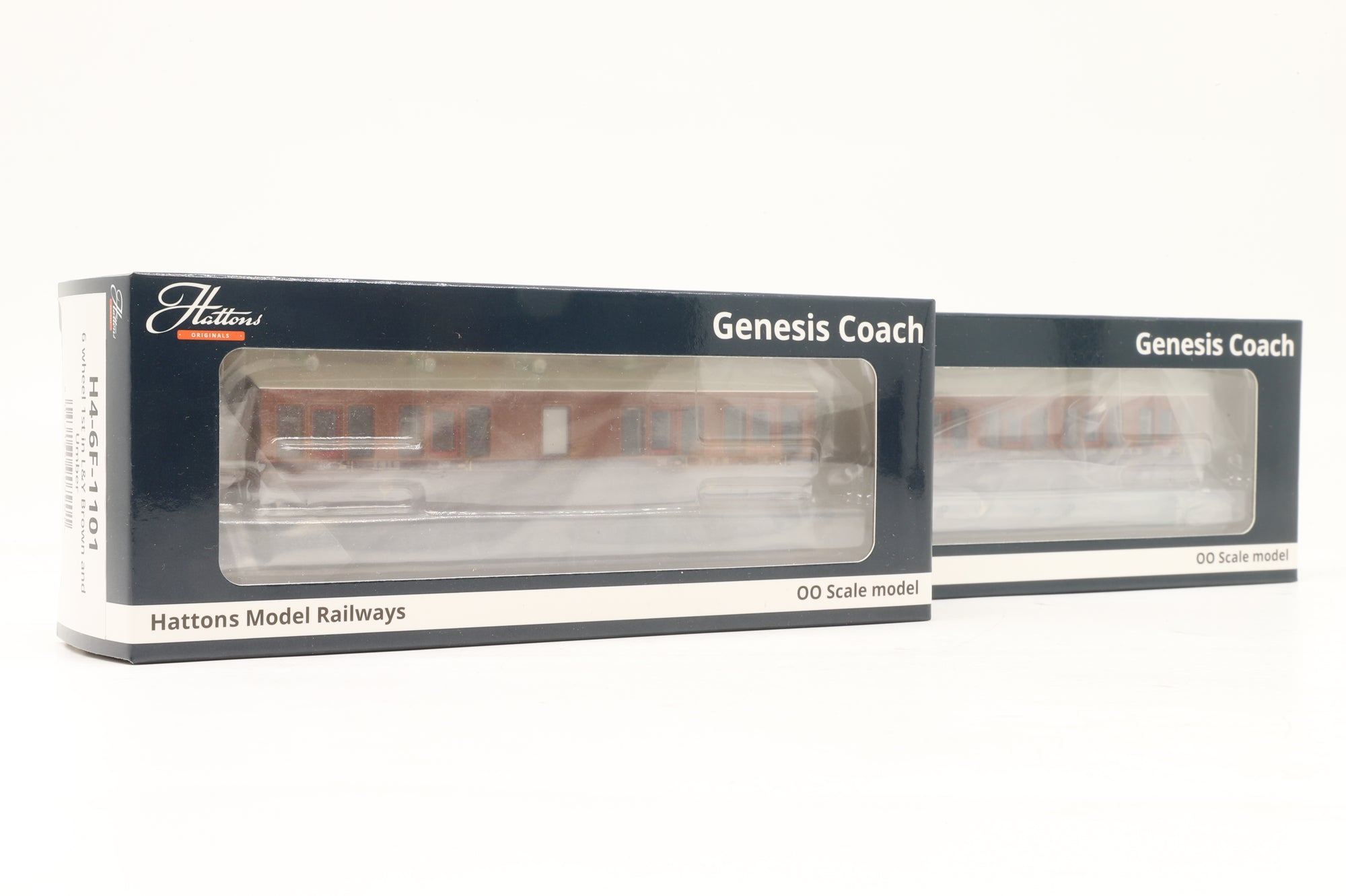 Hattons OO H4-6T-1101/1101A Rake of 2x 6-Wheel Genesis Coaches in L&Y Brown/Umber